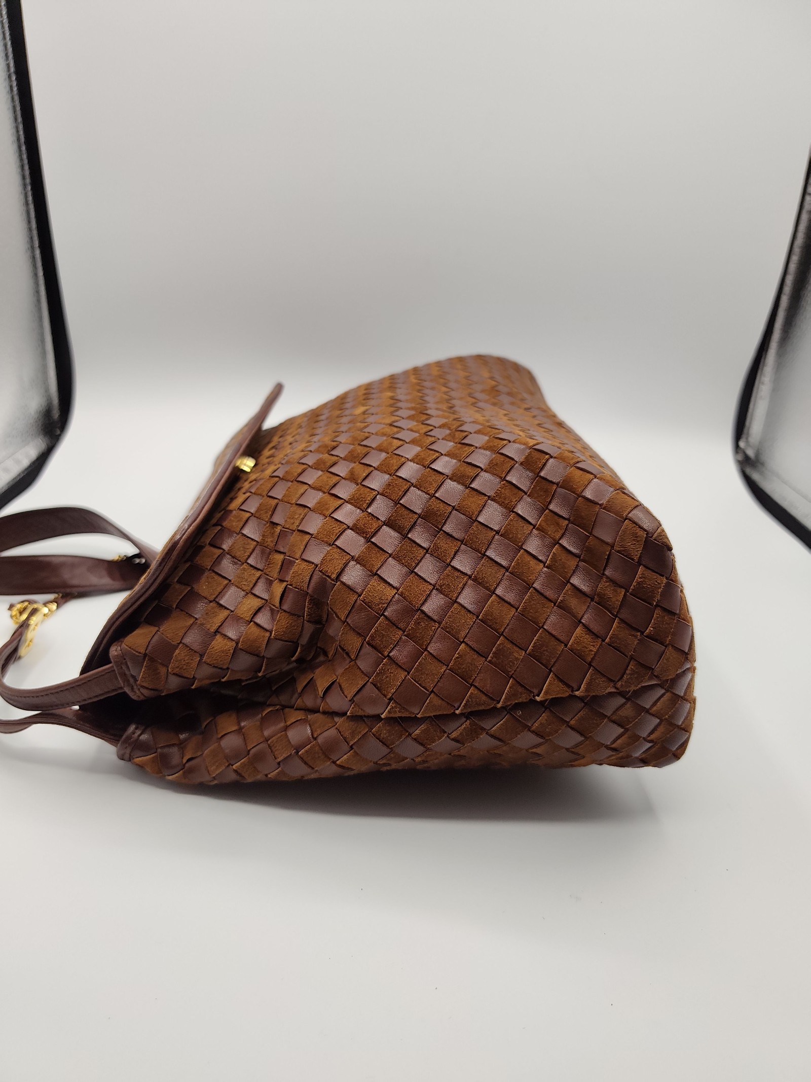 Bally Brown Woven Leather Crossbody Bag image 8