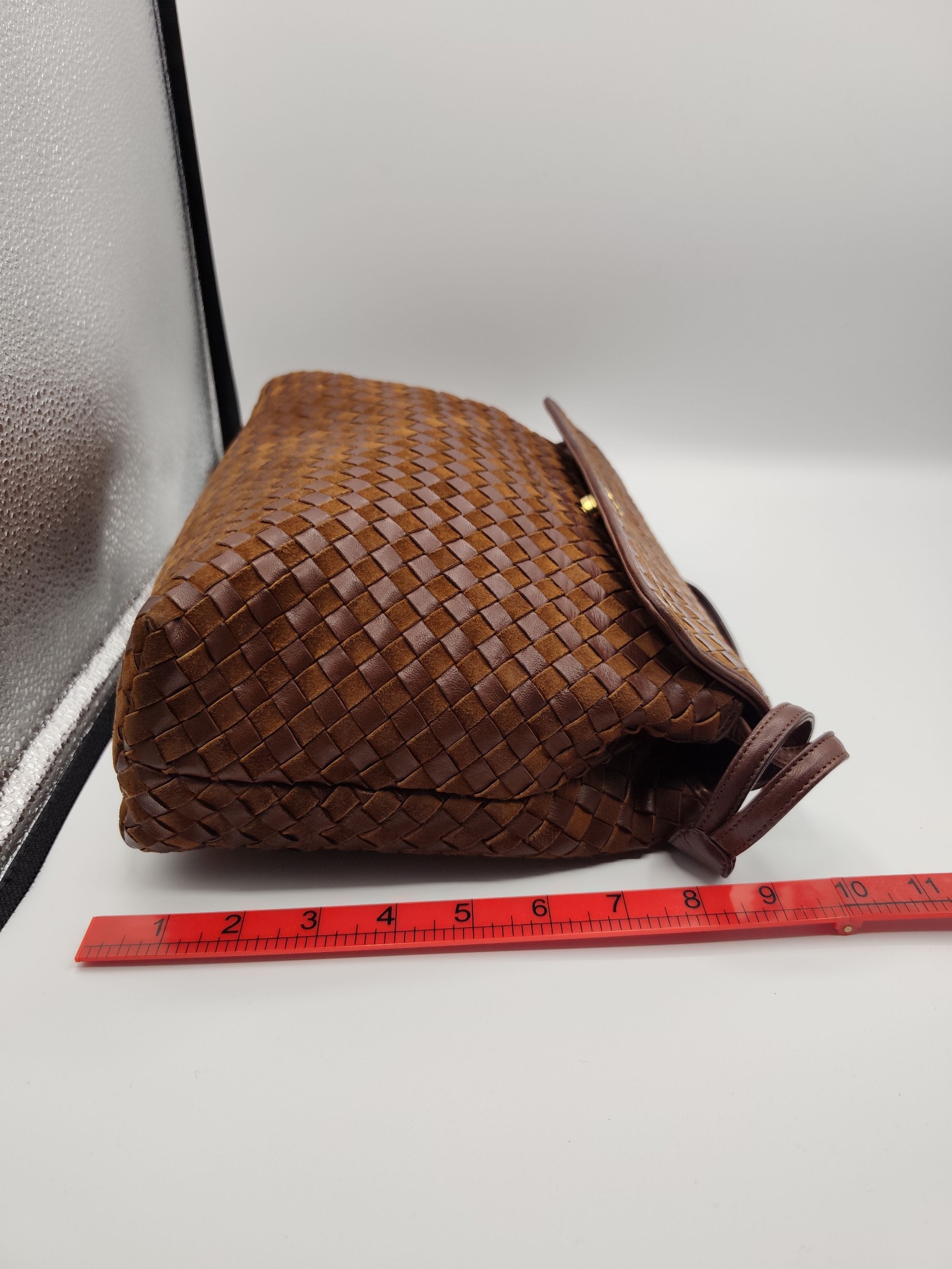Bally Brown Woven Leather Crossbody Bag image 10