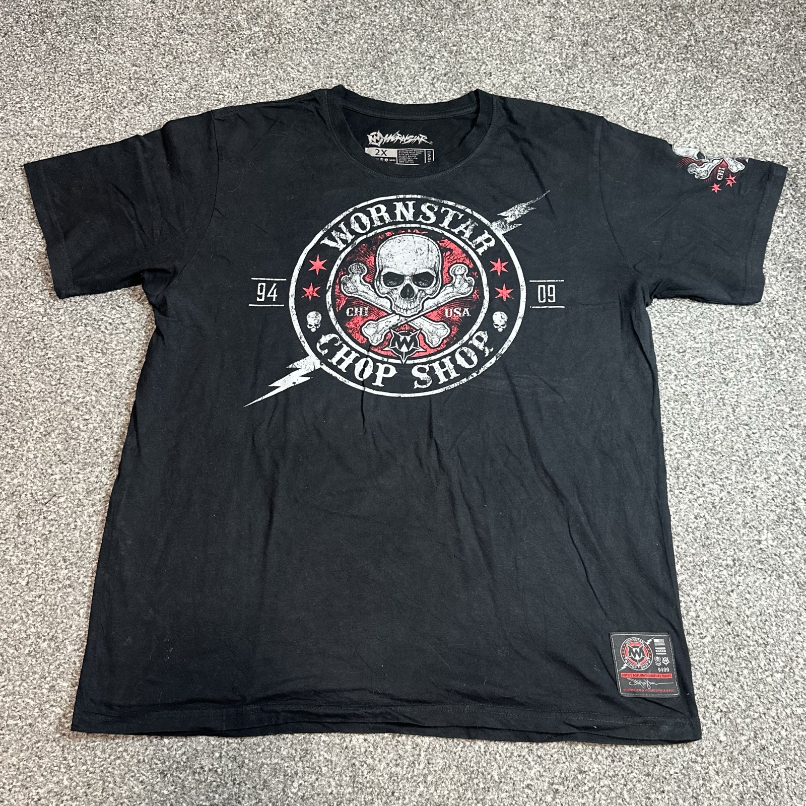 Wornstar Black Skull & Crossbones Graphic Tee T-Shirt Men’s 2X
