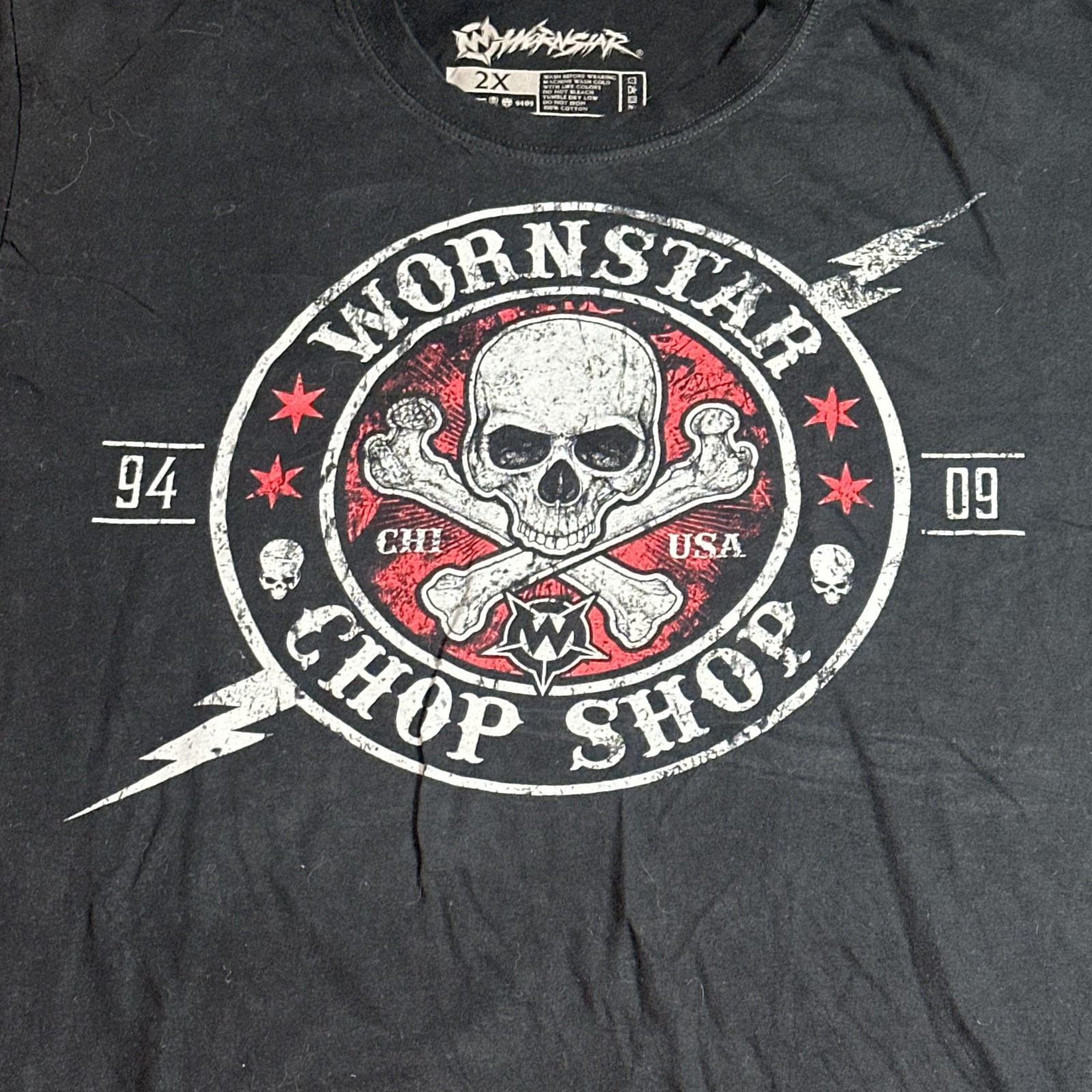 Wornstar Black Skull & Crossbones Graphic Tee T-Shirt Men’s 2X image 7