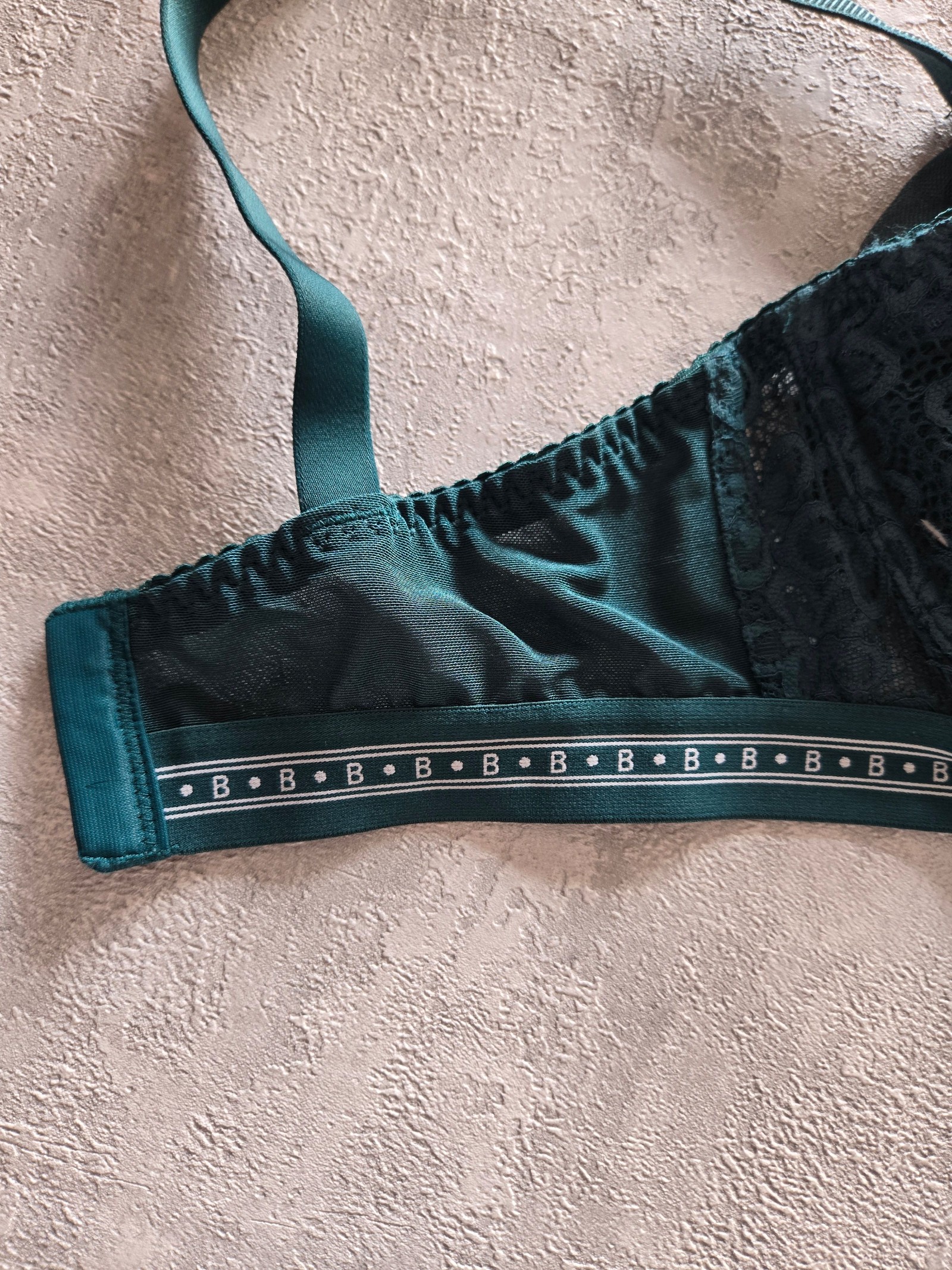 M&S Petrol Green Lace Bra UK 34F with B Logo Band image 7