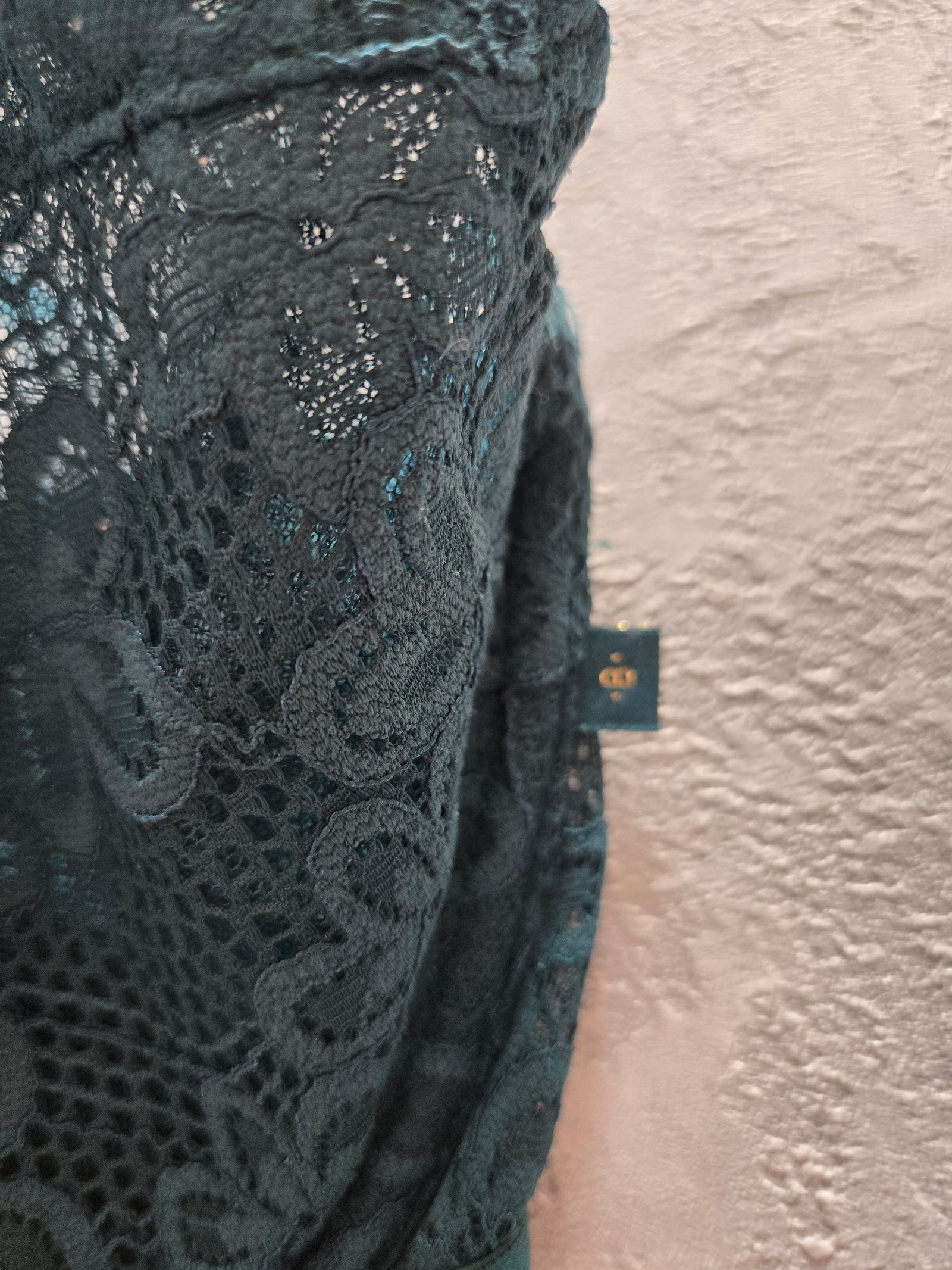 M&S Petrol Green Lace Bra UK 34F with B Logo Band image 8