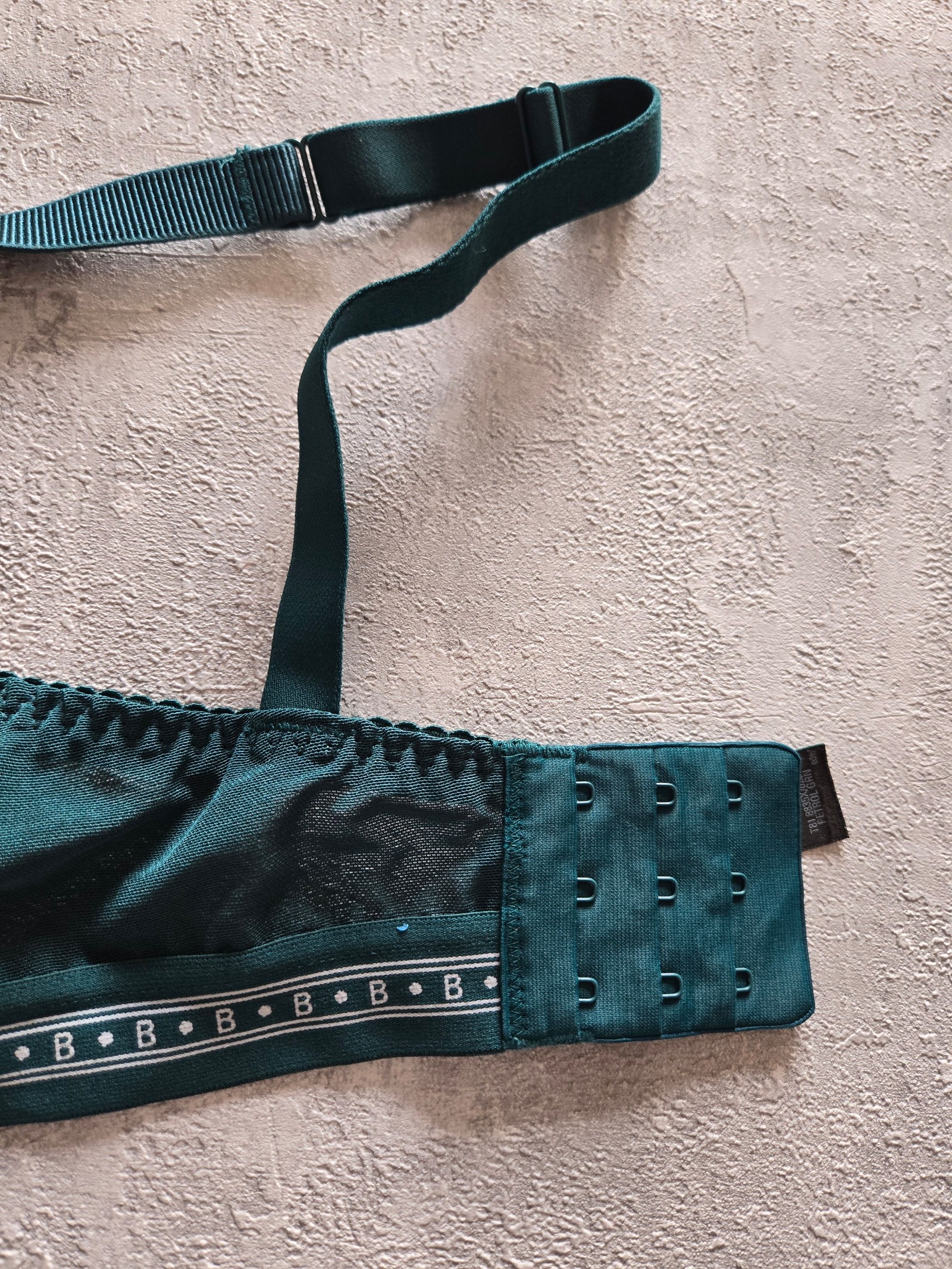 M&S Petrol Green Lace Bra UK 34F with B Logo Band image 9