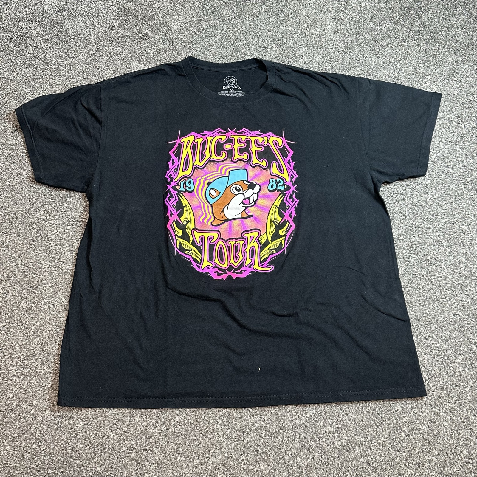 Bucee's Black Graphic Logo Tour Cotton T-Shirt XXL Vintage Style