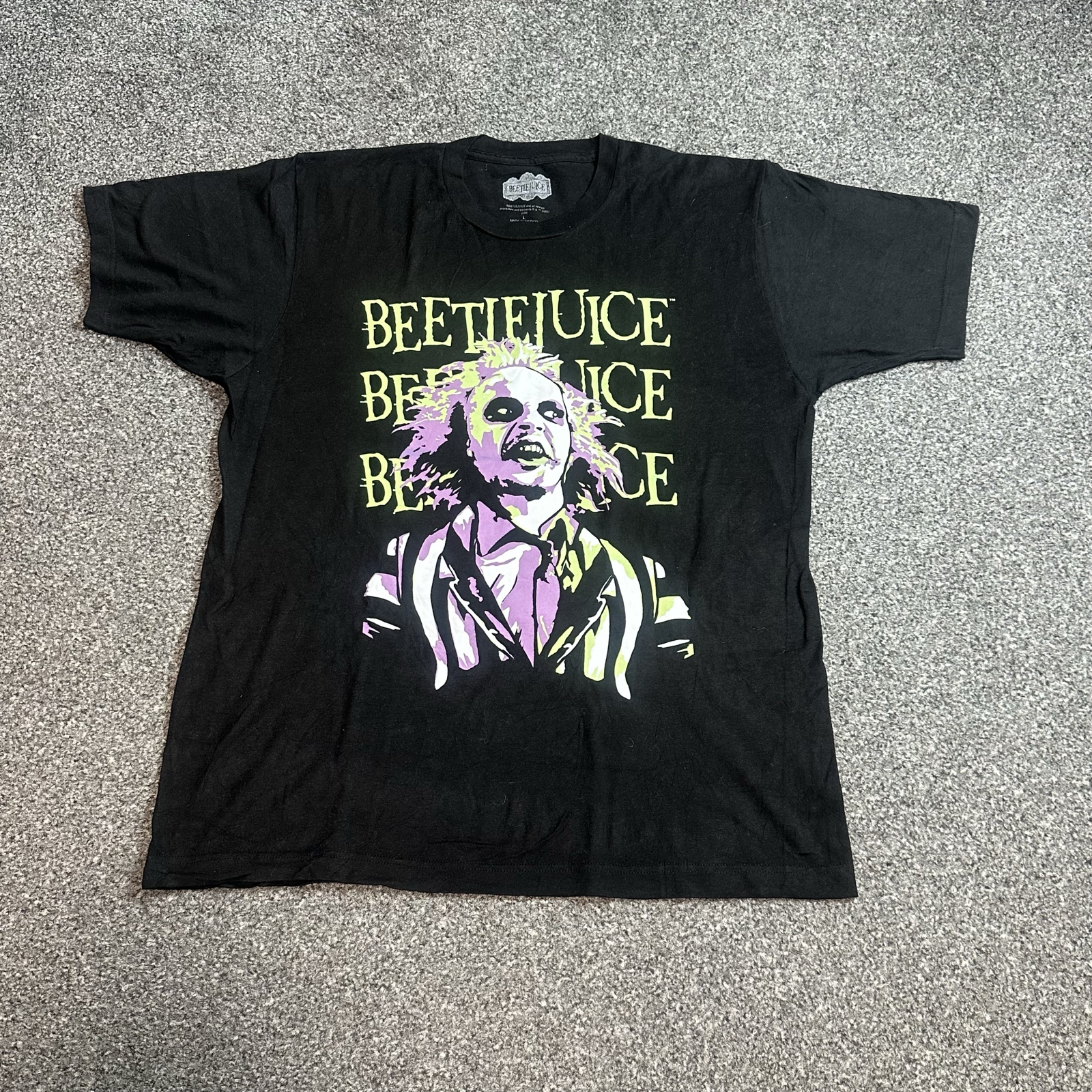Beetlejuice Black Graphic T-Shirt XL Classic Movie Print