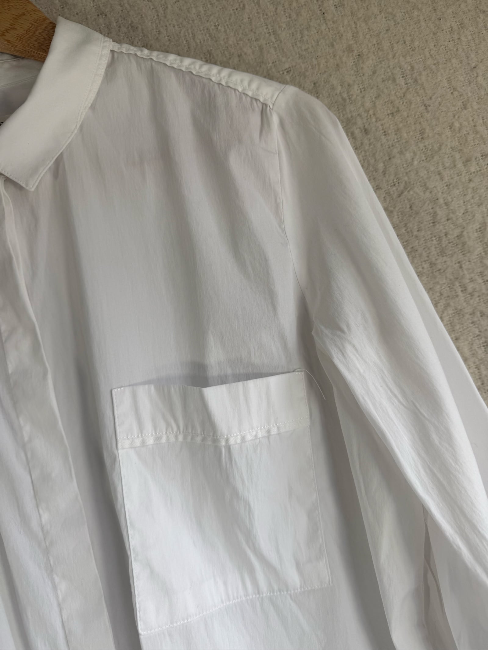 Esprit White Long Sleeve Shirt XL Classic Collar Pocket Casual Chic image 2