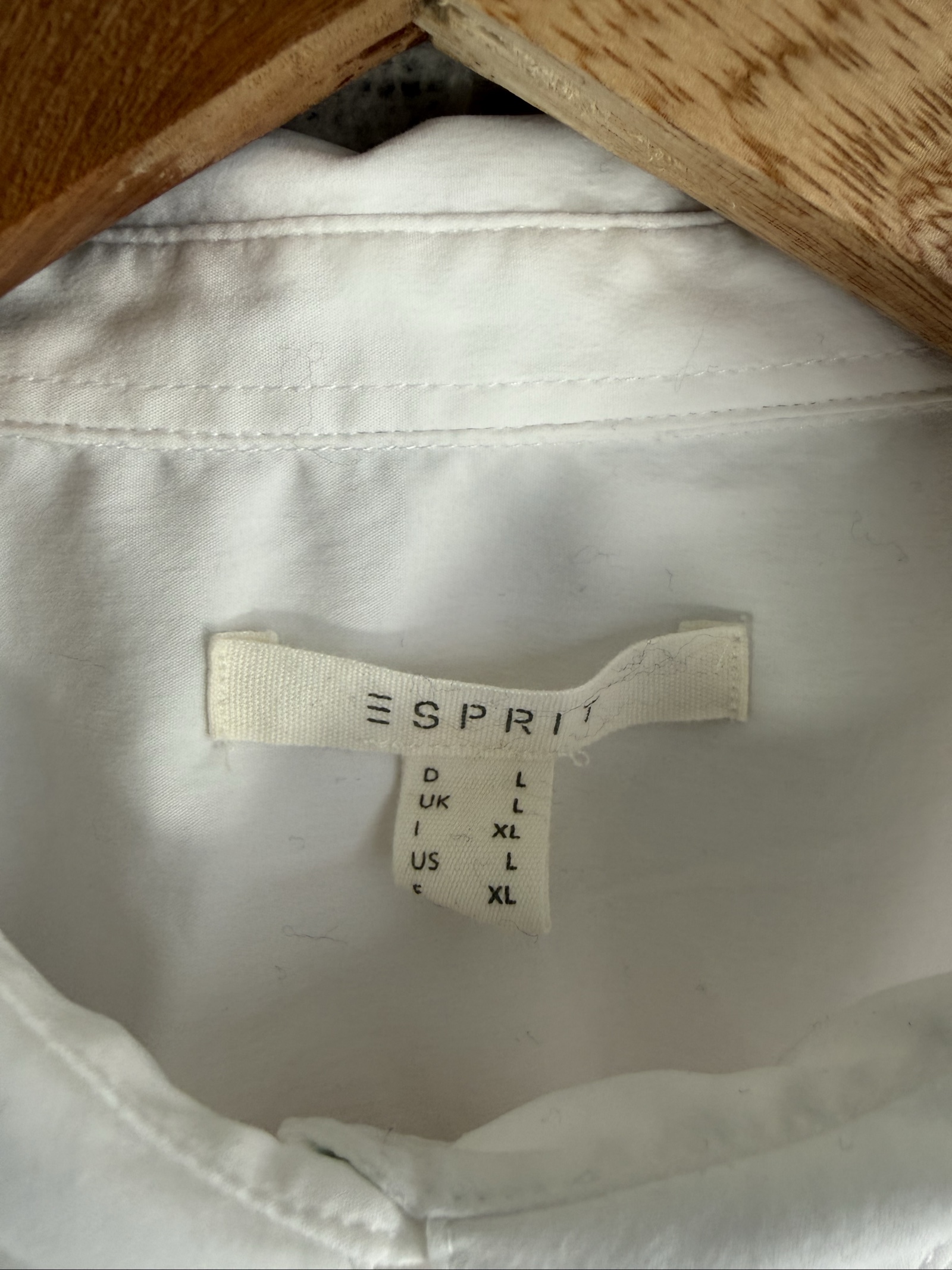Esprit White Long Sleeve Shirt XL Classic Collar Pocket Casual Chic image 3