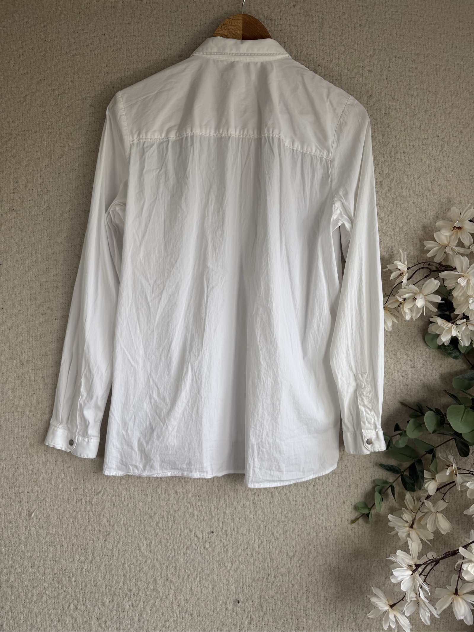Esprit White Long Sleeve Shirt XL Classic Collar Pocket Casual Chic image 6