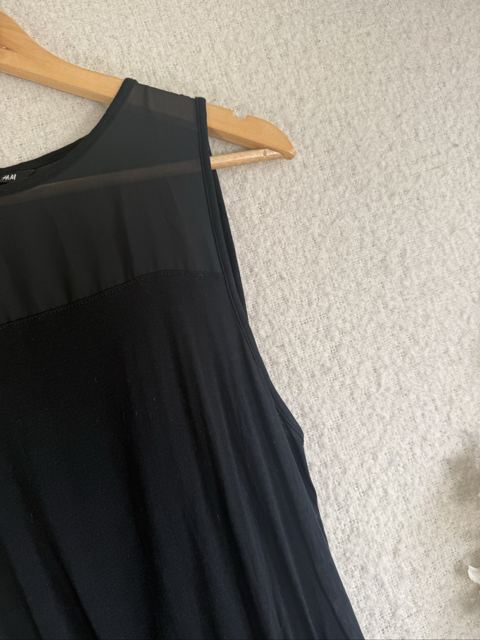 H&M Black Sheer Mesh Panel Sleeveless Dress UK Small Chic Elegant Summer image 2