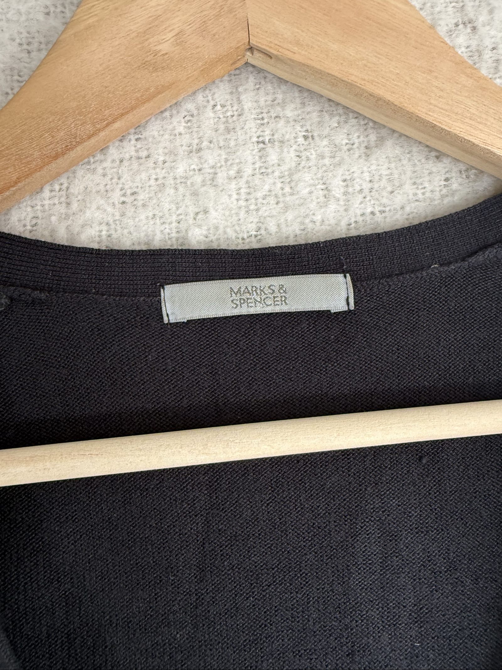 Marks & Spencer Black Button Up V-Neck Cardigan UK 14 Classic Knitwear image 3