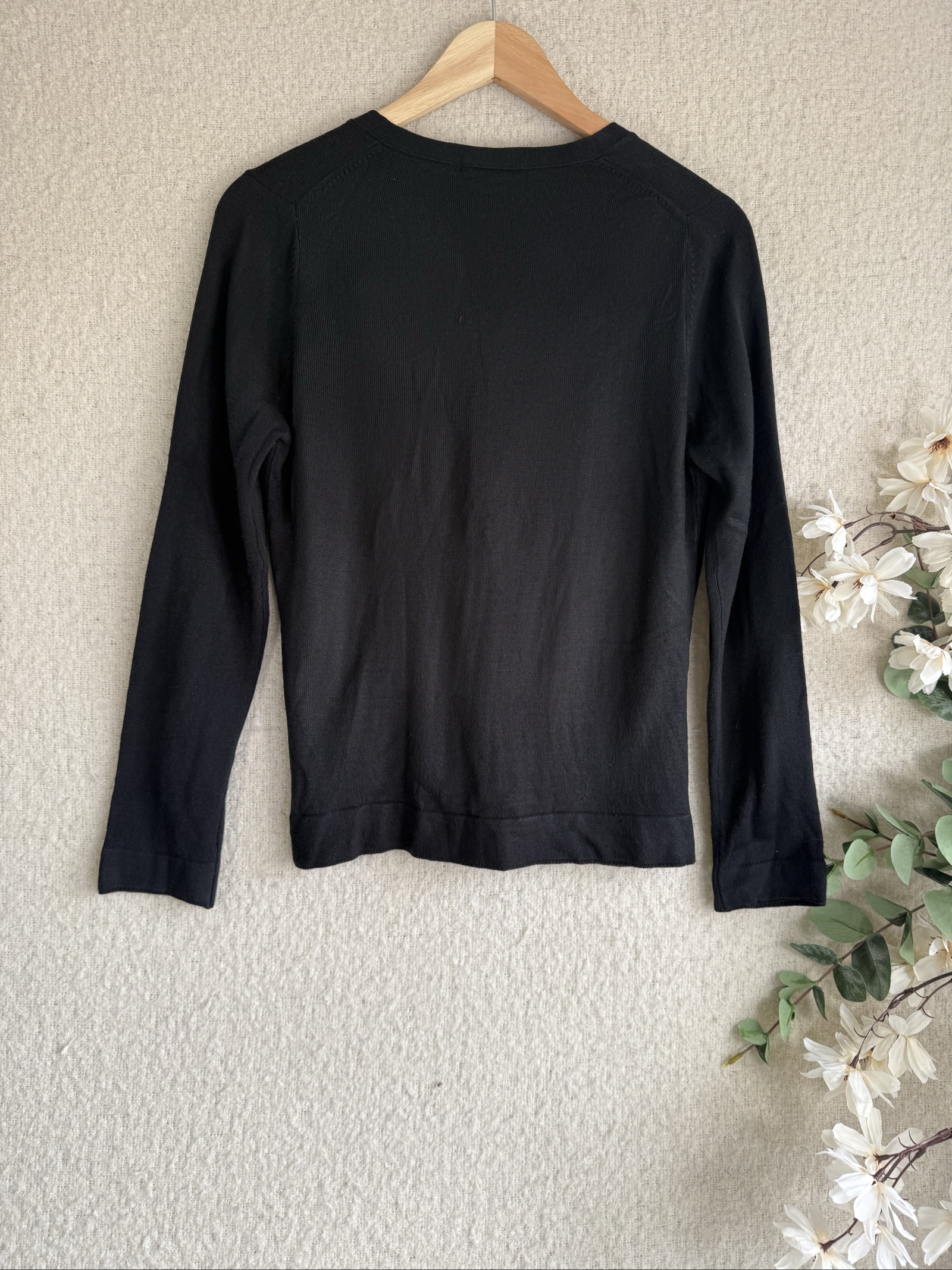 Marks & Spencer Black Button Up V-Neck Cardigan UK 14 Classic Knitwear image 4