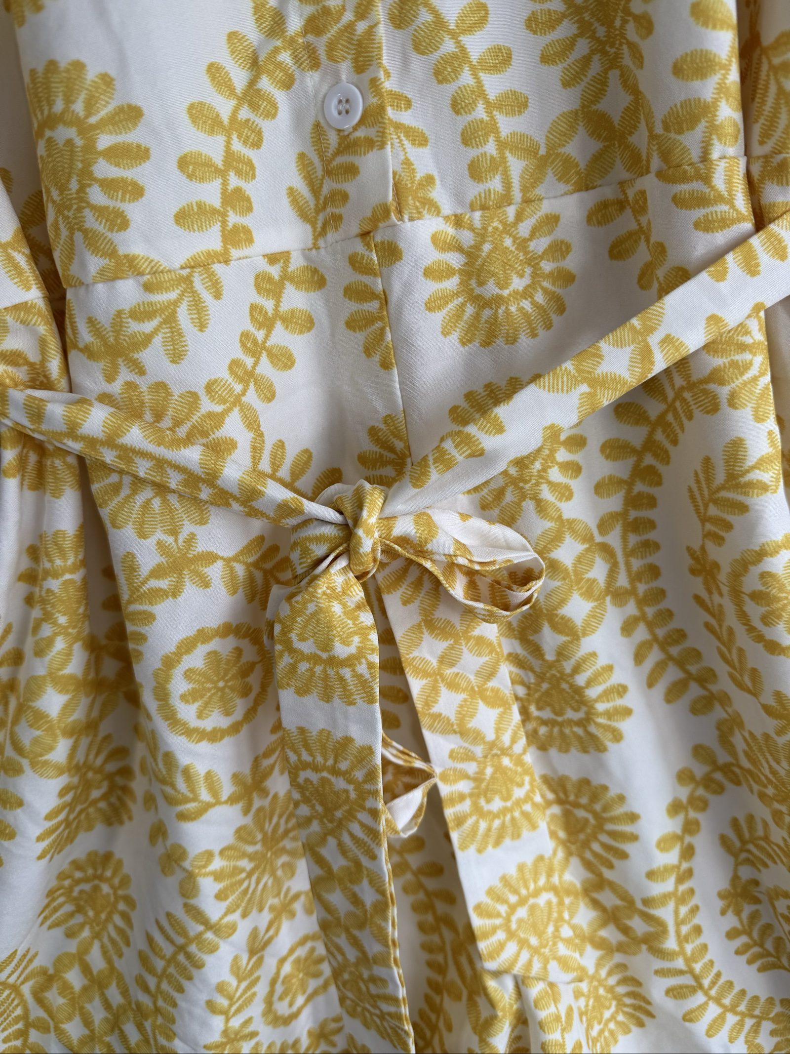 Shein Yellow & White Patterned Romper Playsuit Large Stylish Summer Casual Fit image 4