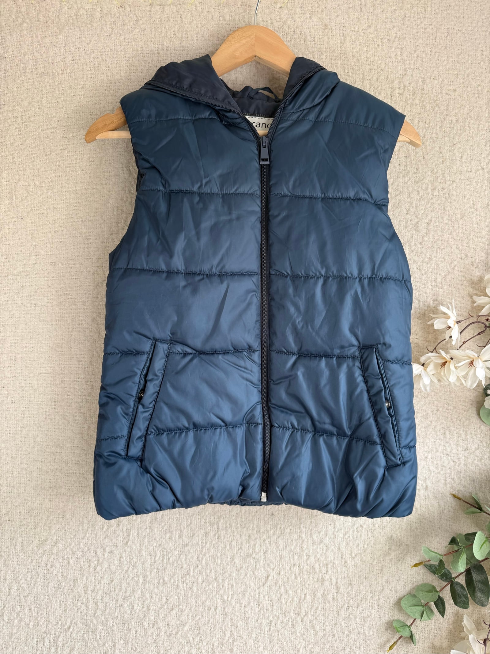 Terranova Navy Blue Puffer Gilet Small Lightweight Sleeveless Jacket Coat