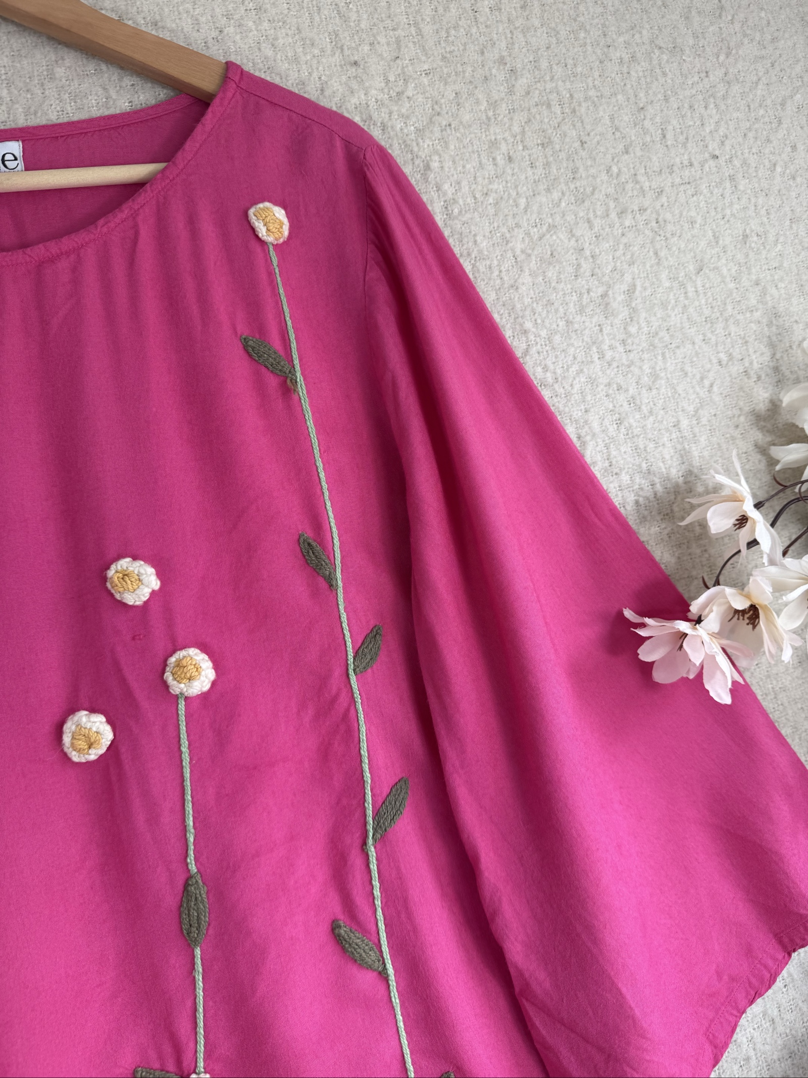 Jovie Pink Floral Embroidered Blouse XXL Relaxed Fit Soft Viscose Top image 2