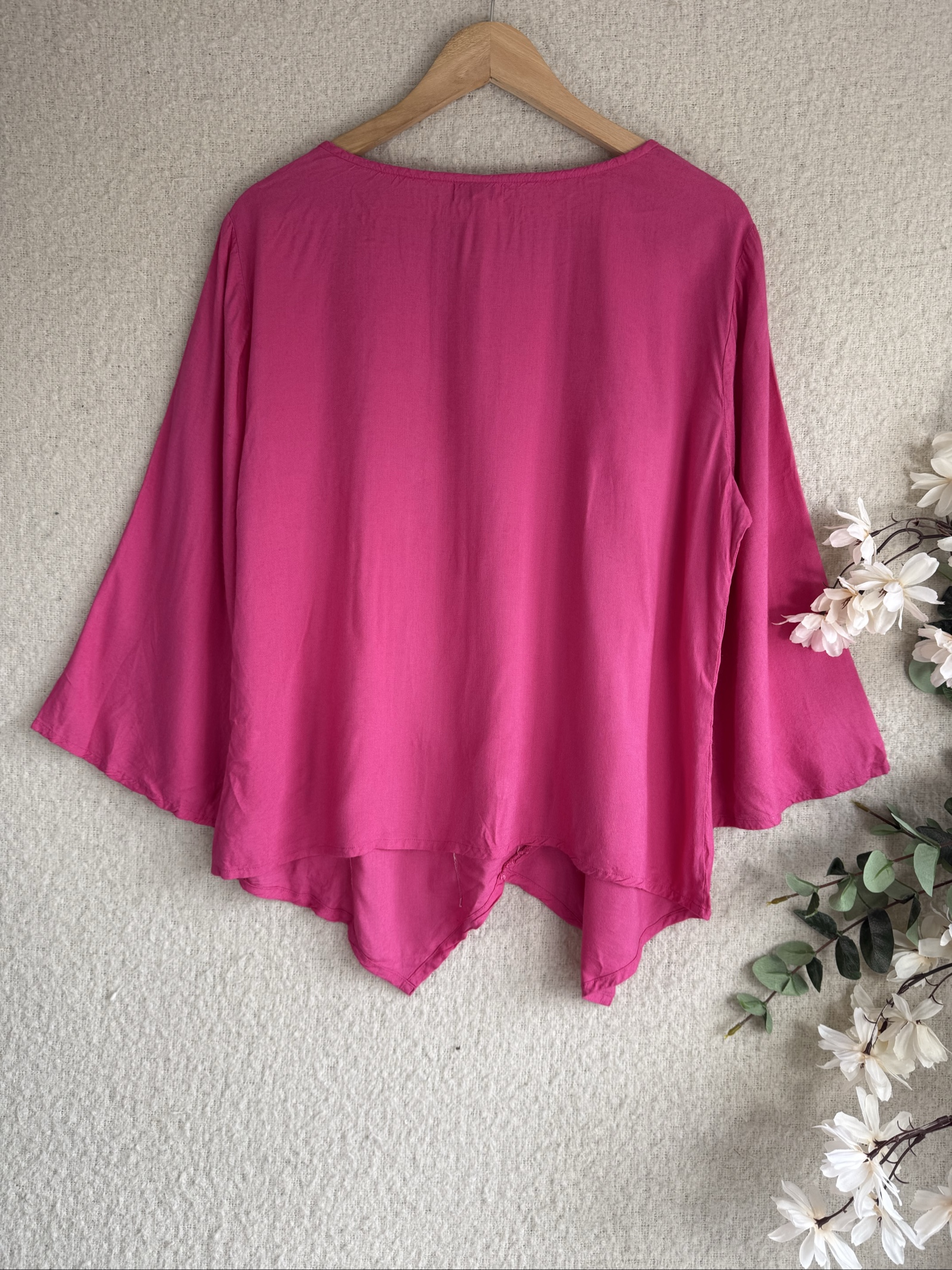 Jovie Pink Floral Embroidered Blouse XXL Relaxed Fit Soft Viscose Top image 4