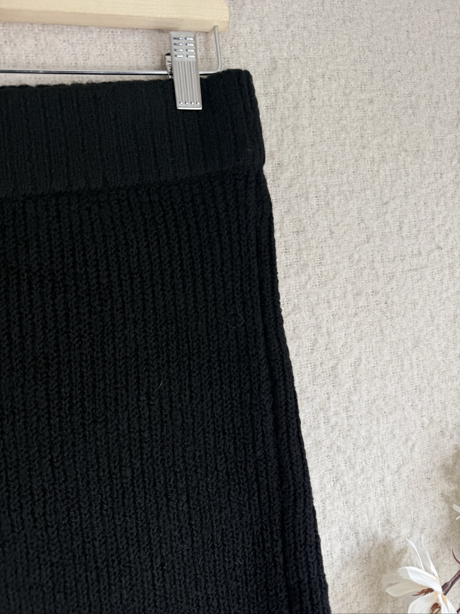 F&F Black Rib Knit Midi Skirt Medium UK 12-14 Comfortable Casual Style image 2