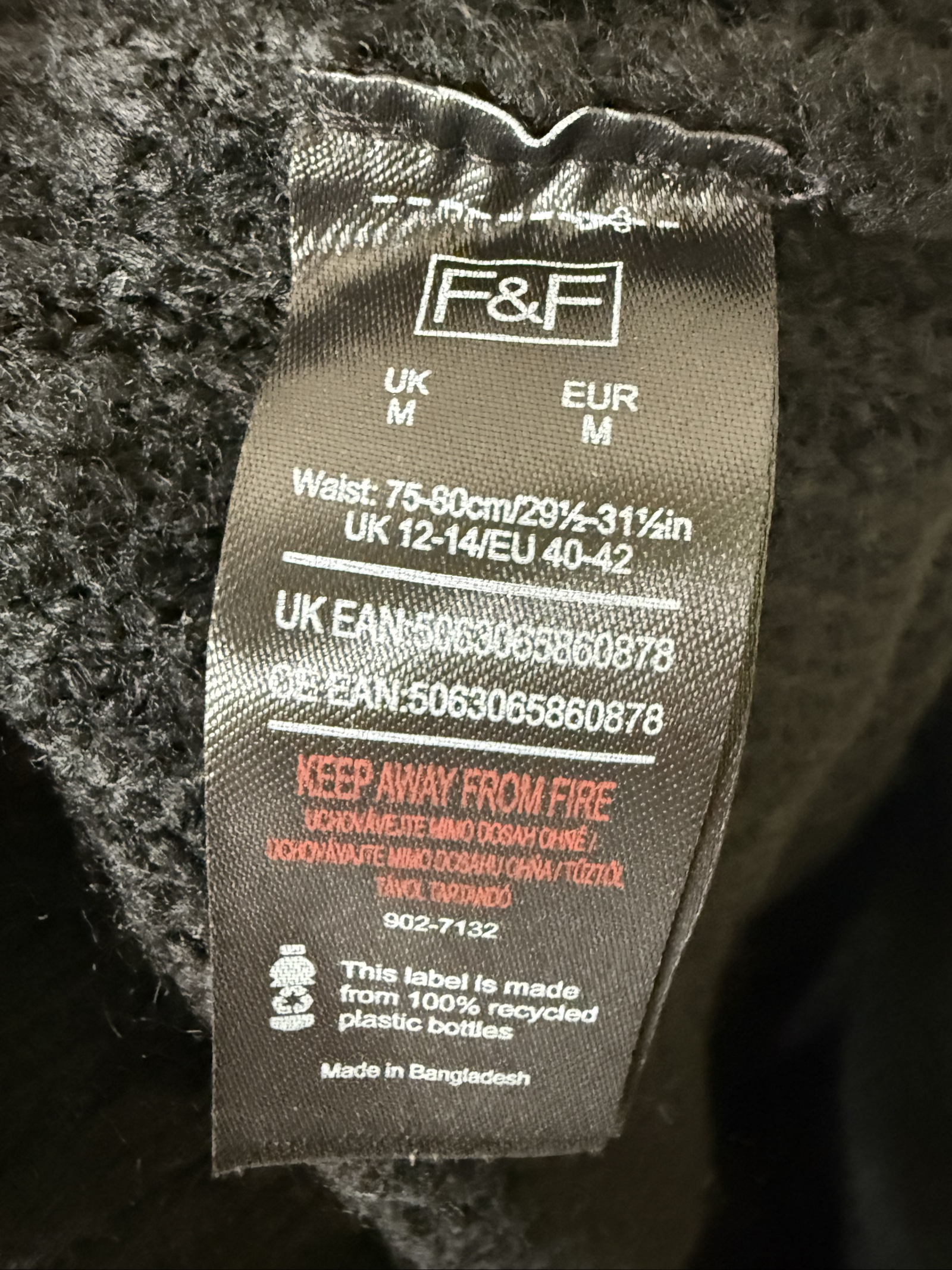 F&F Black Rib Knit Midi Skirt Medium UK 12-14 Comfortable Casual Style image 5
