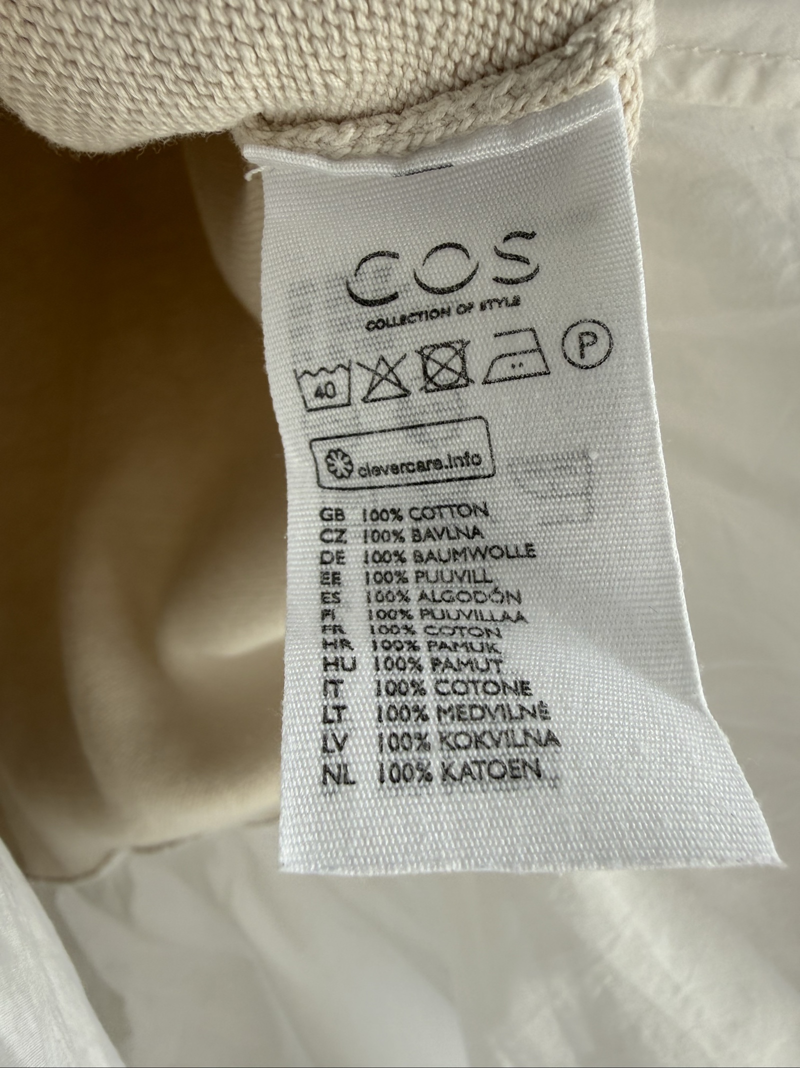 COS Beige Cotton Mix Peplum Top Medium Stylish Flared Sleeve Casual Chic UK M image 5