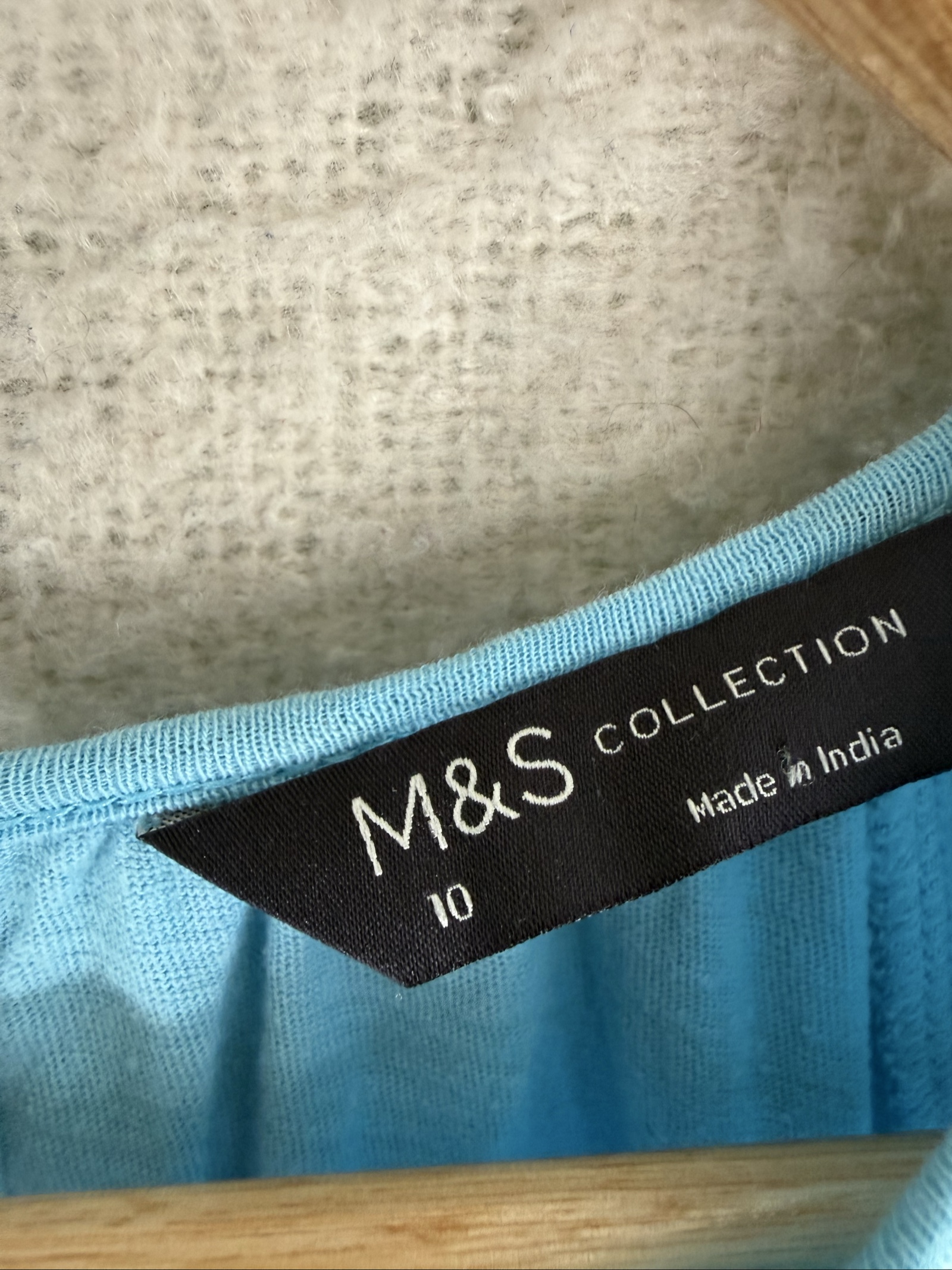 M&S Blue Eyelet Detail Short Sleeve Top UK 10 Casual Summer Elegant image 3