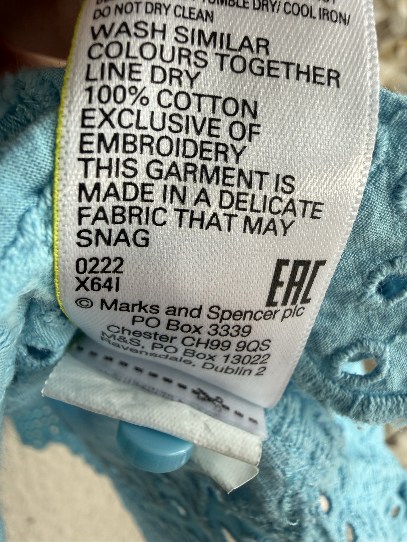 M&S Blue Eyelet Detail Short Sleeve Top UK 10 Casual Summer Elegant image 7