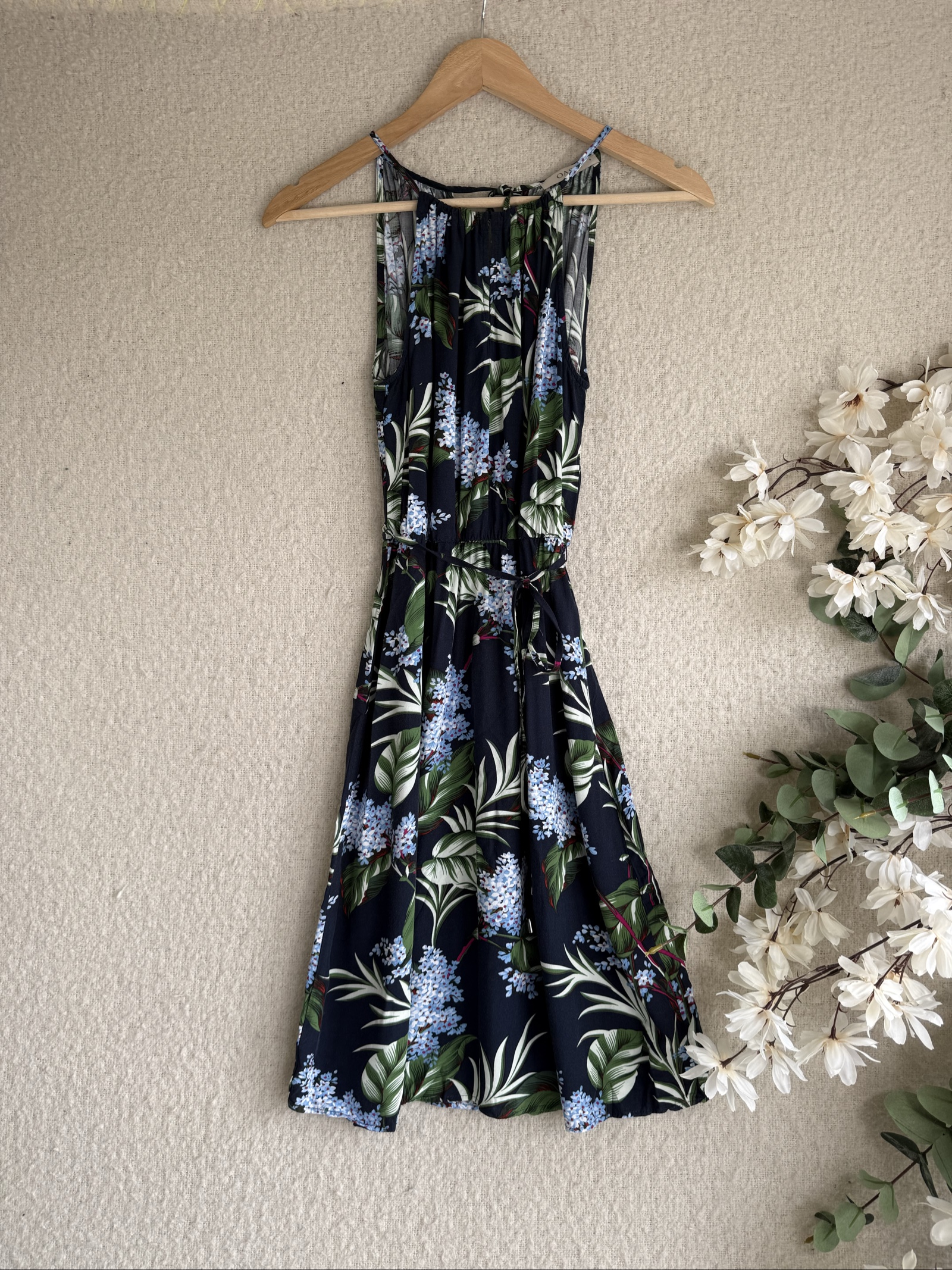 Oasis Navy Floral Sleeveless Dress UK 8 Summer Casual Chic Print