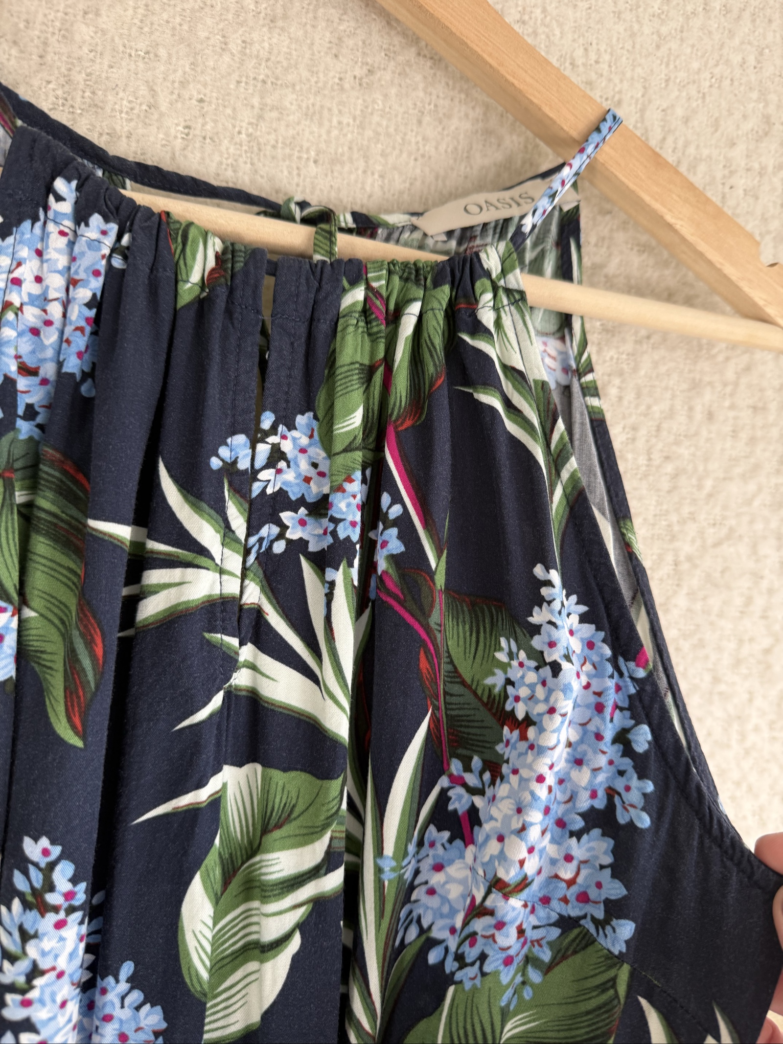 Oasis Navy Floral Sleeveless Dress UK 8 Summer Casual Chic Print image 2