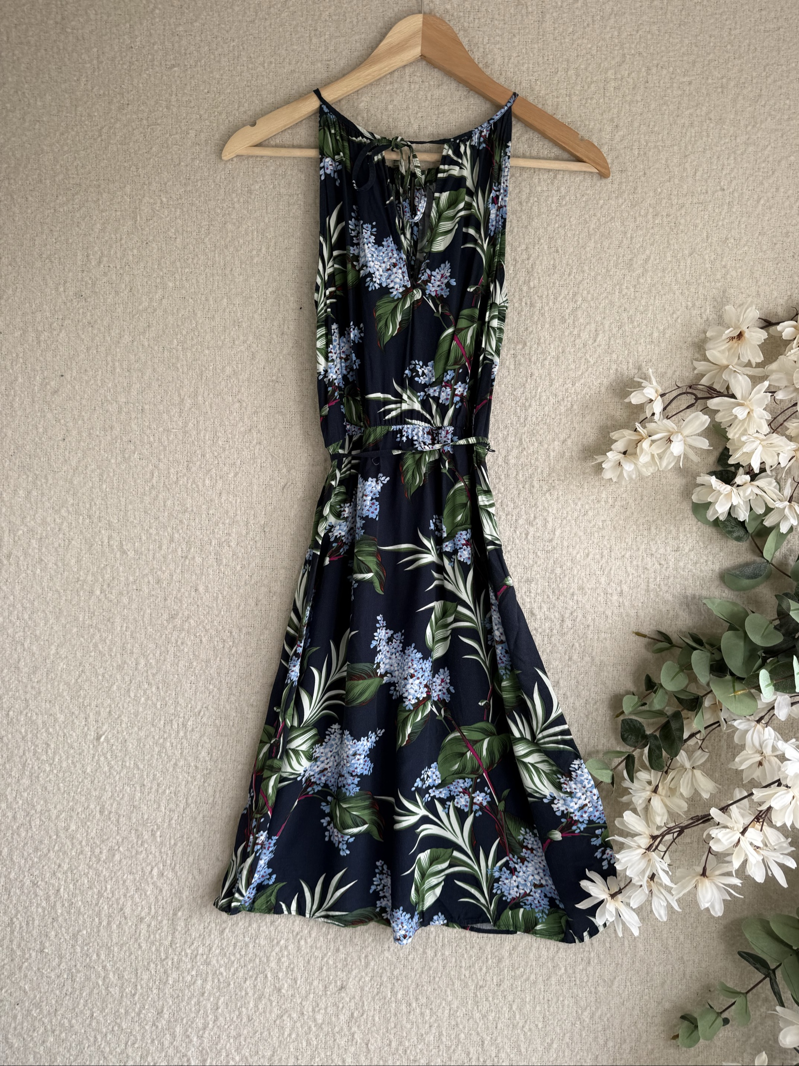 Oasis Navy Floral Sleeveless Dress UK 8 Summer Casual Chic Print image 4