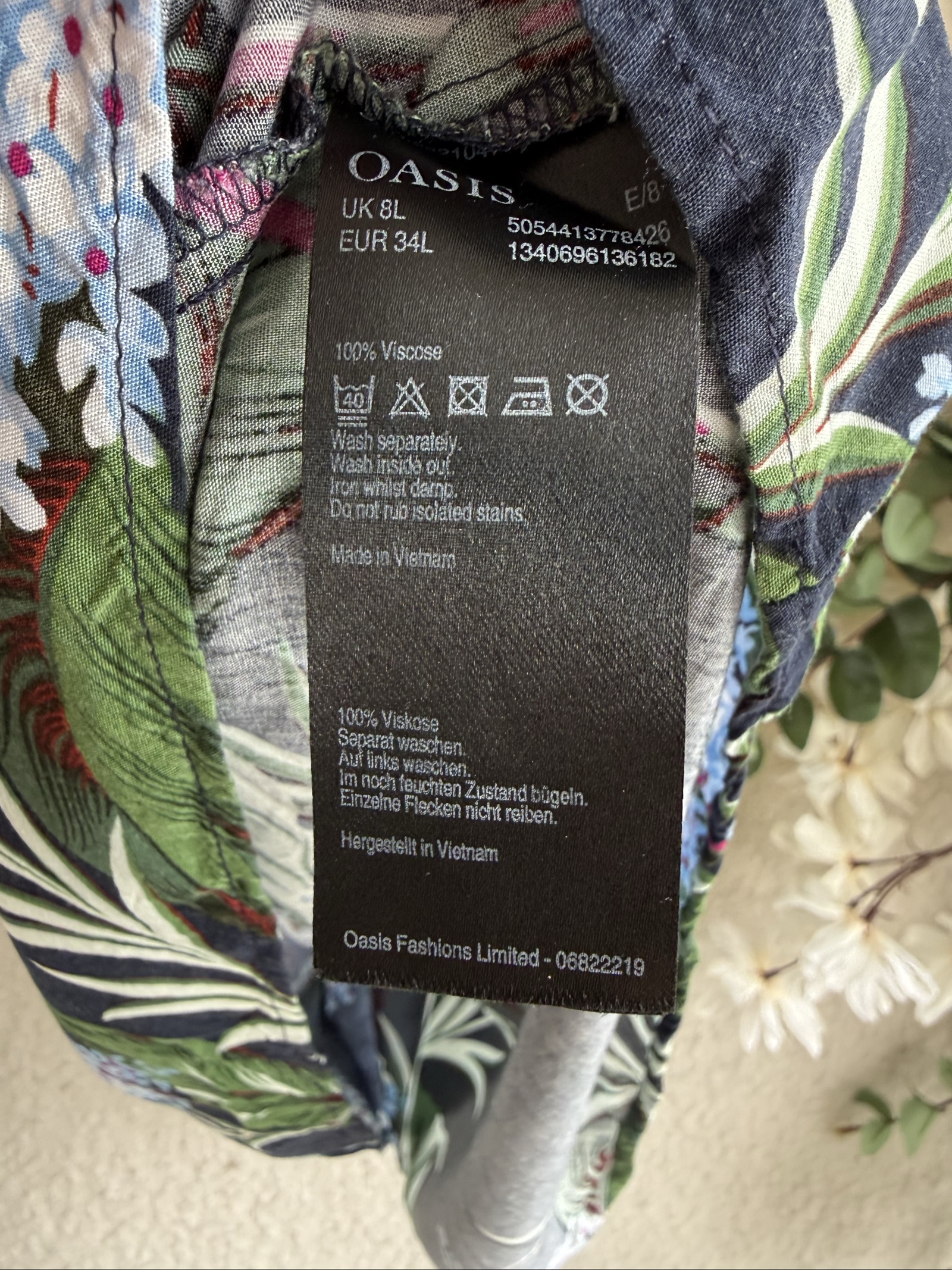 Oasis Navy Floral Sleeveless Dress UK 8 Summer Casual Chic Print image 6
