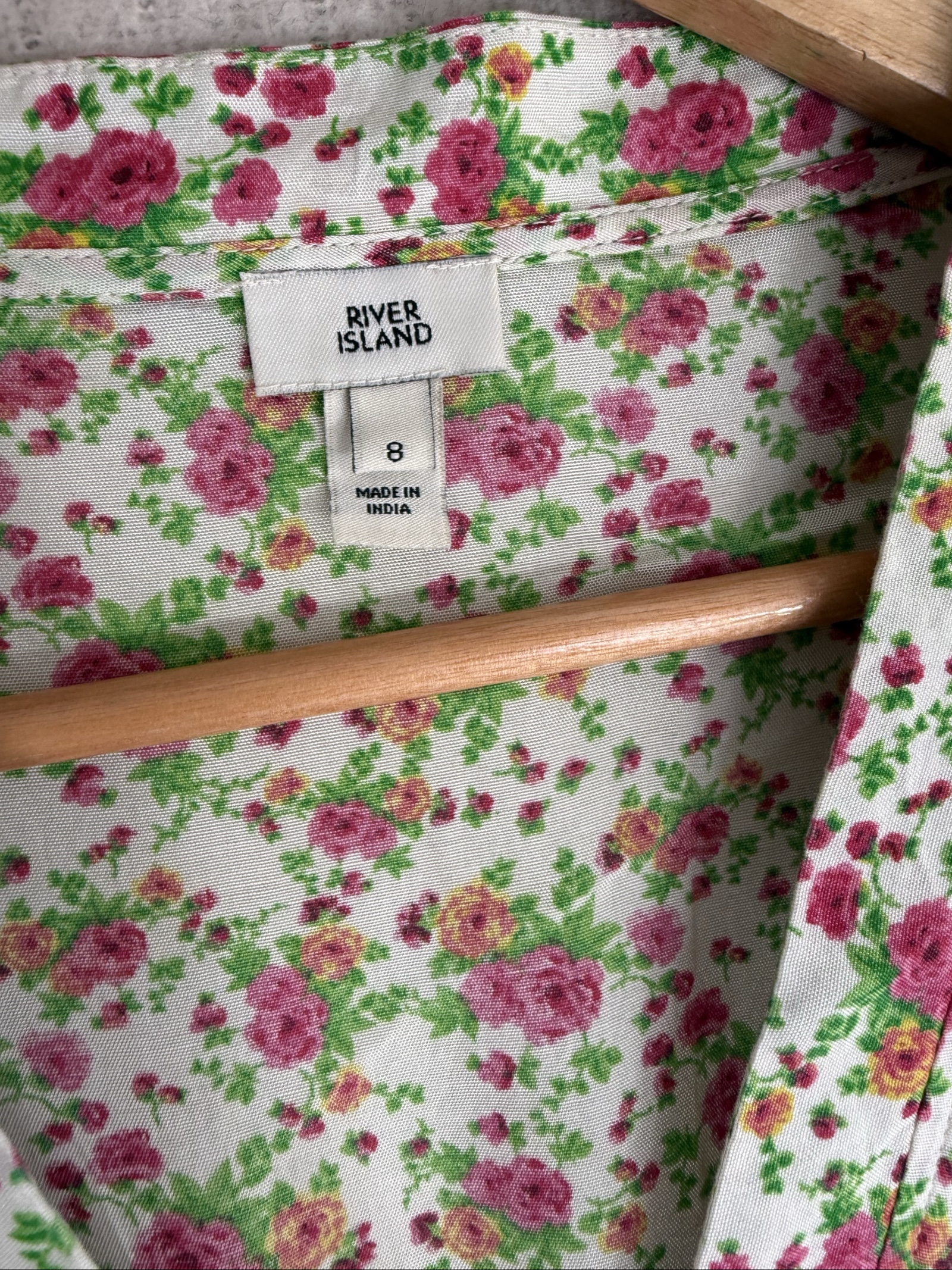 River Island Multi Floral Print Boho Chic Dress UK 8 Long Sleeve Tie Waist image 3