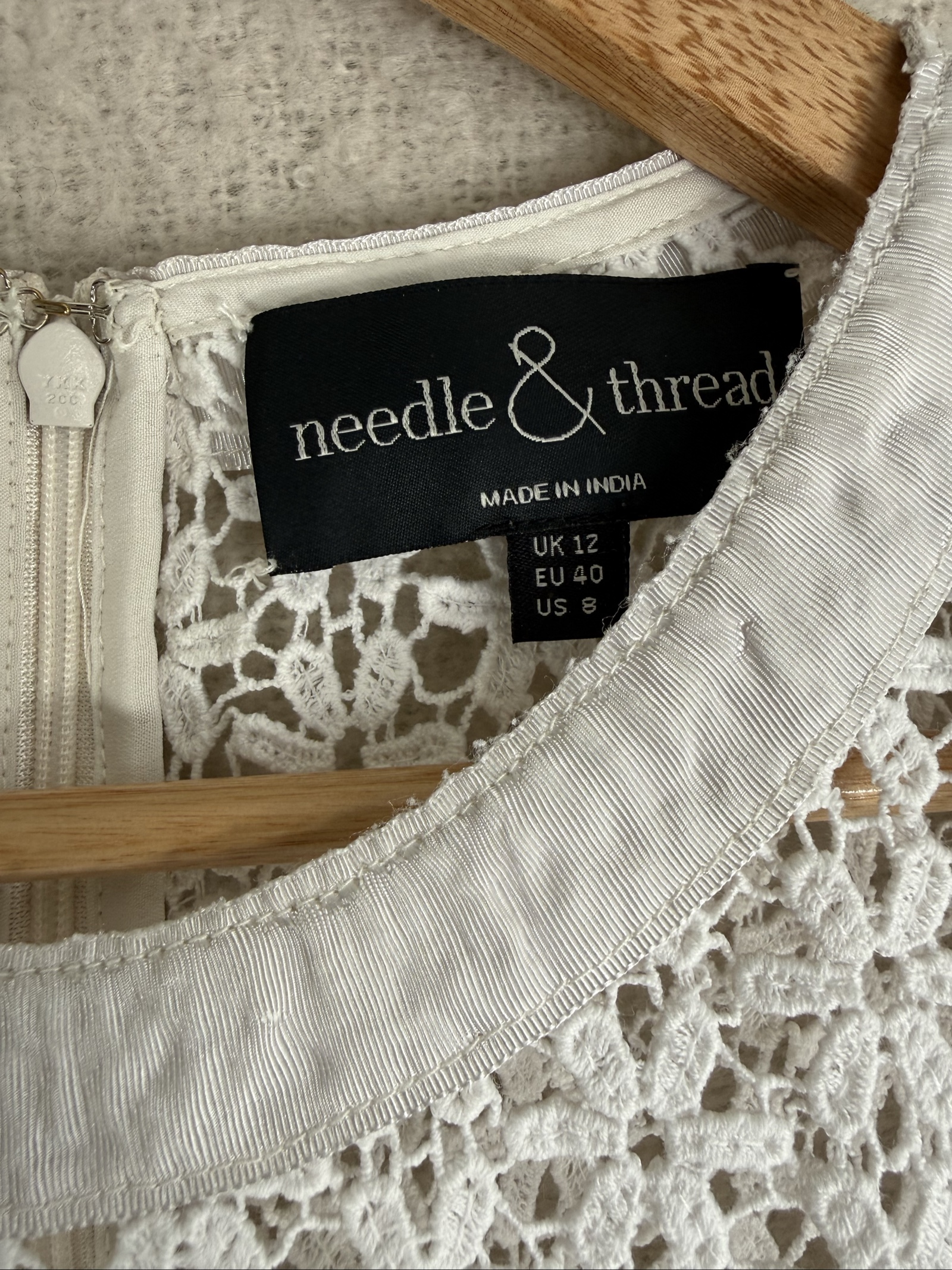 Needle & Thread White Lace Dress UK 12 Elegant Floral Crochet Summer Style image 3