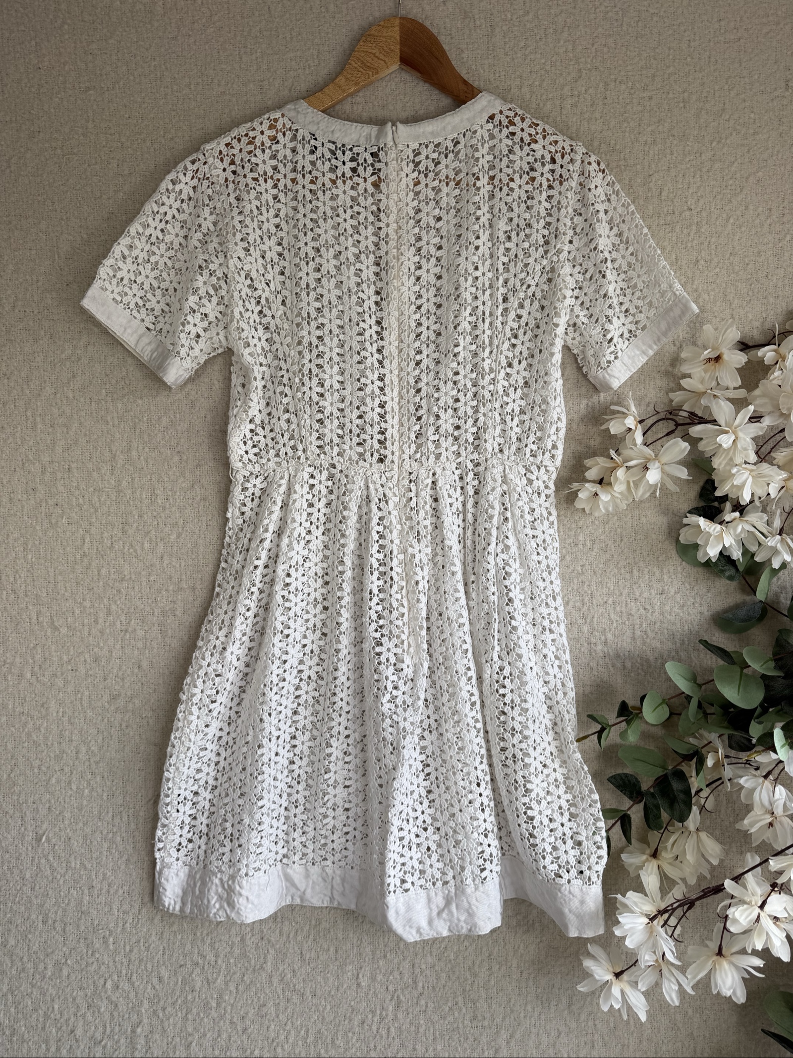 Needle & Thread White Lace Dress UK 12 Elegant Floral Crochet Summer Style image 4