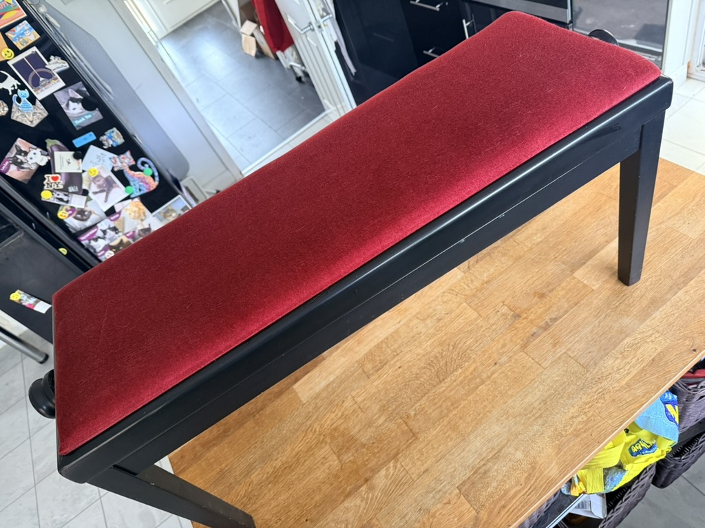 Black & Red wooden wide Piano Stool Adjustable height image 2