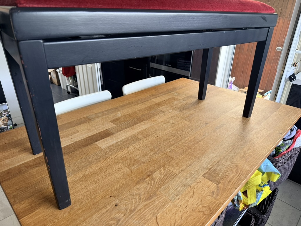 Black & Red wooden wide Piano Stool Adjustable height image 3