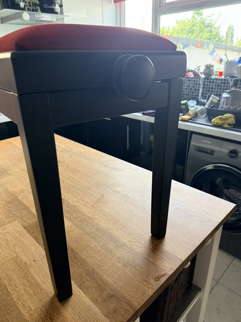 Black & Red wooden wide Piano Stool Adjustable height image 4