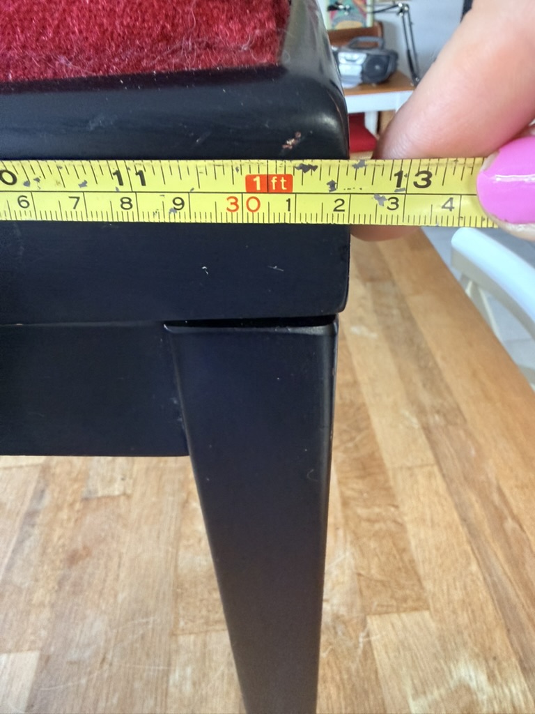 Black & Red wooden wide Piano Stool Adjustable height image 9