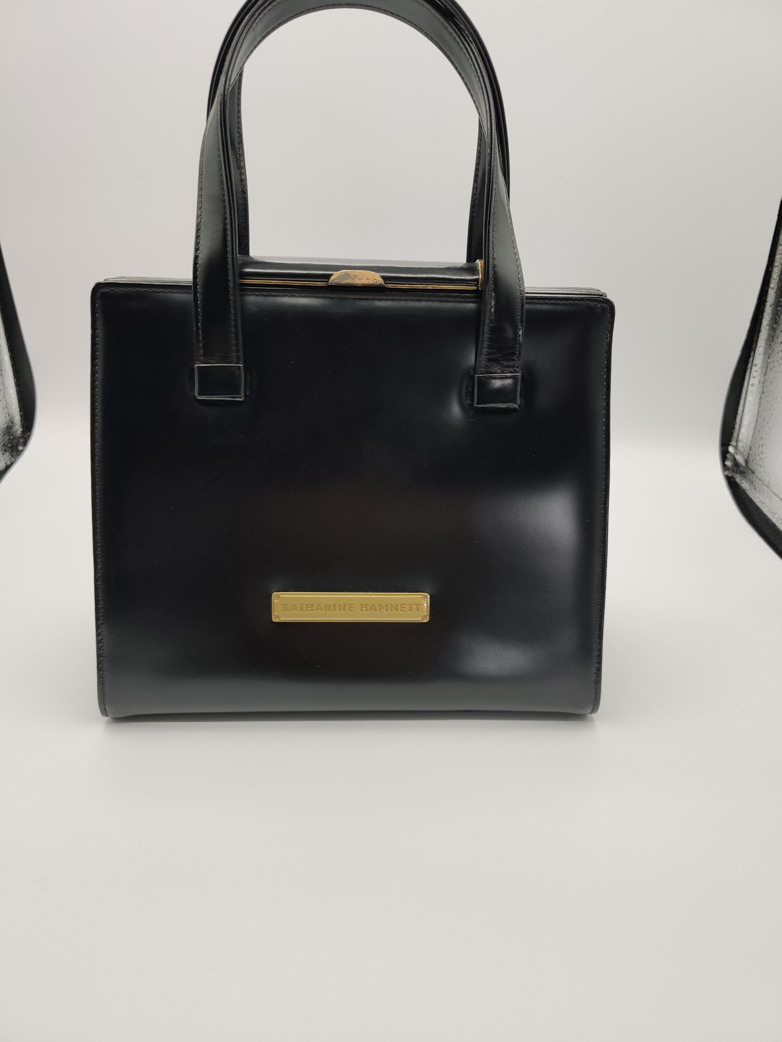 Katharine Hamnett Black Structured Leather Handbag image 2