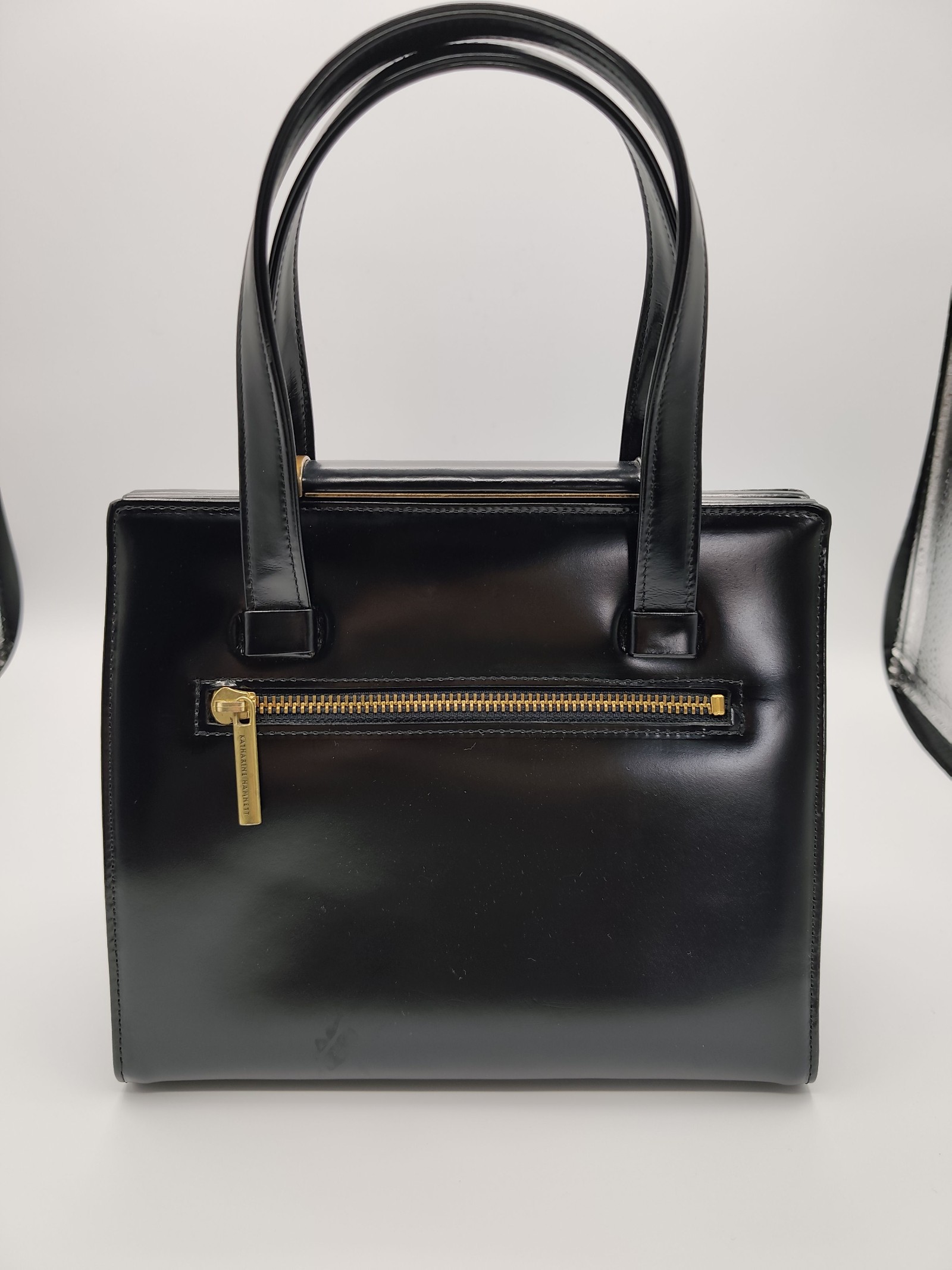 Katharine Hamnett Black Structured Leather Handbag image 7