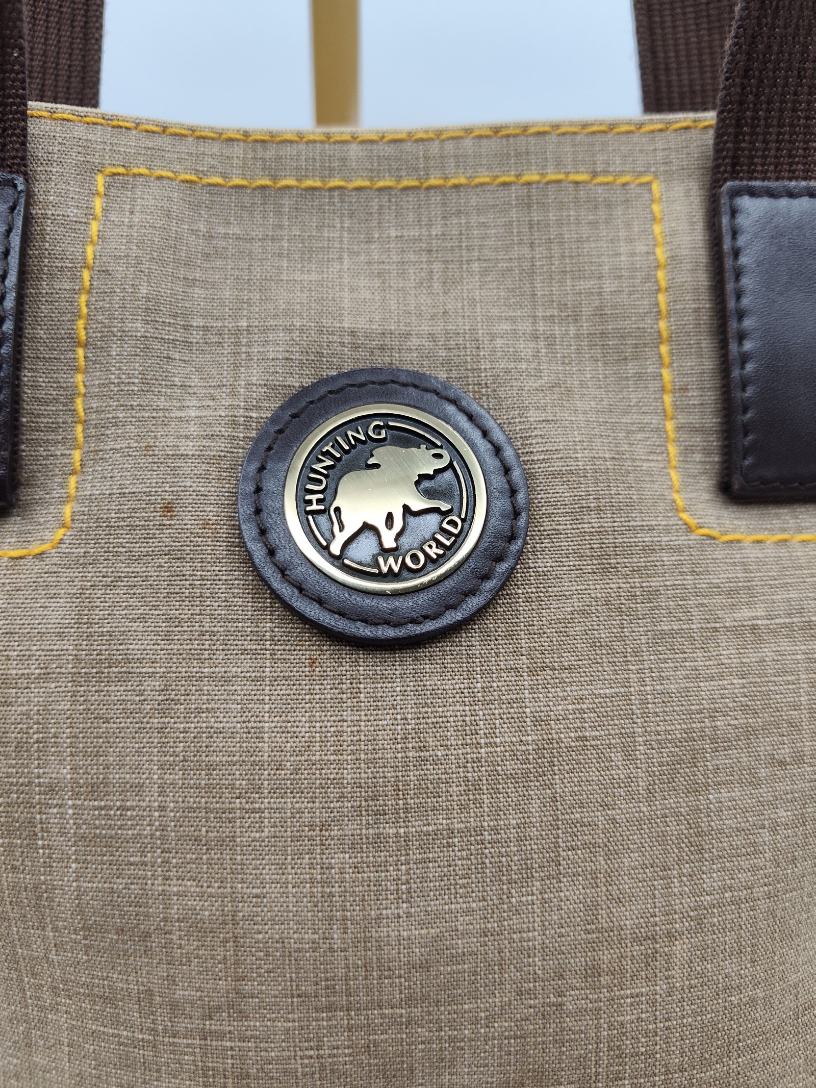 Hunting World Brown & Beige Tote Bag Leather Detail Other image 3