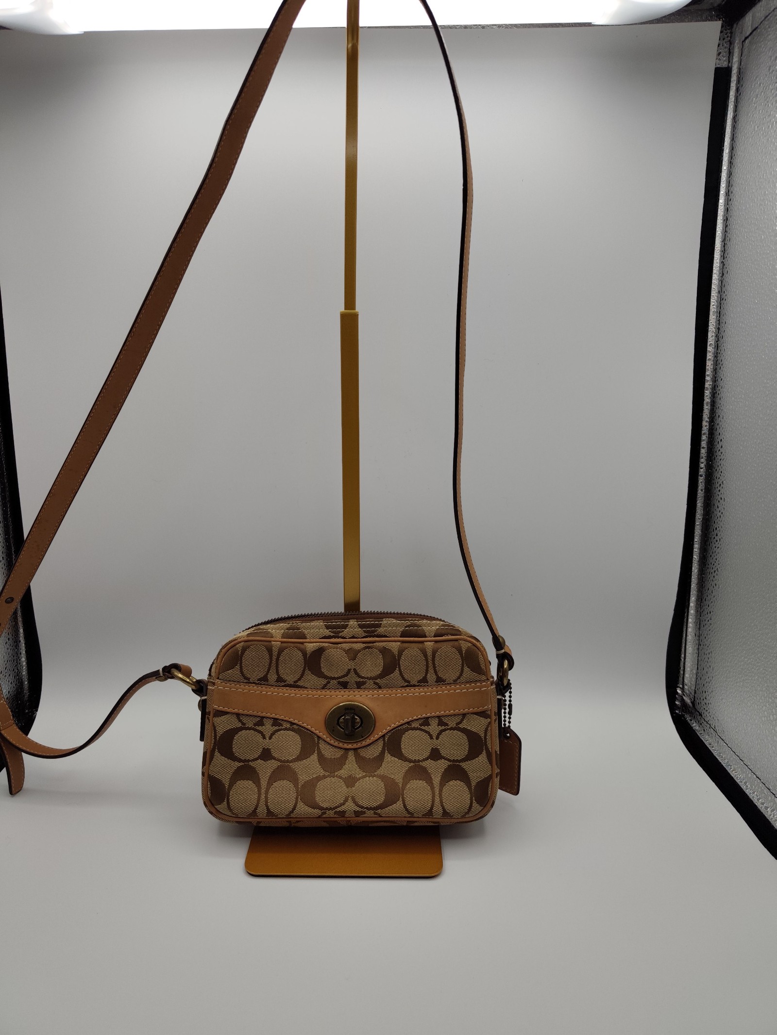 Coach Brown & Beige Signature Crossbody Bag Other