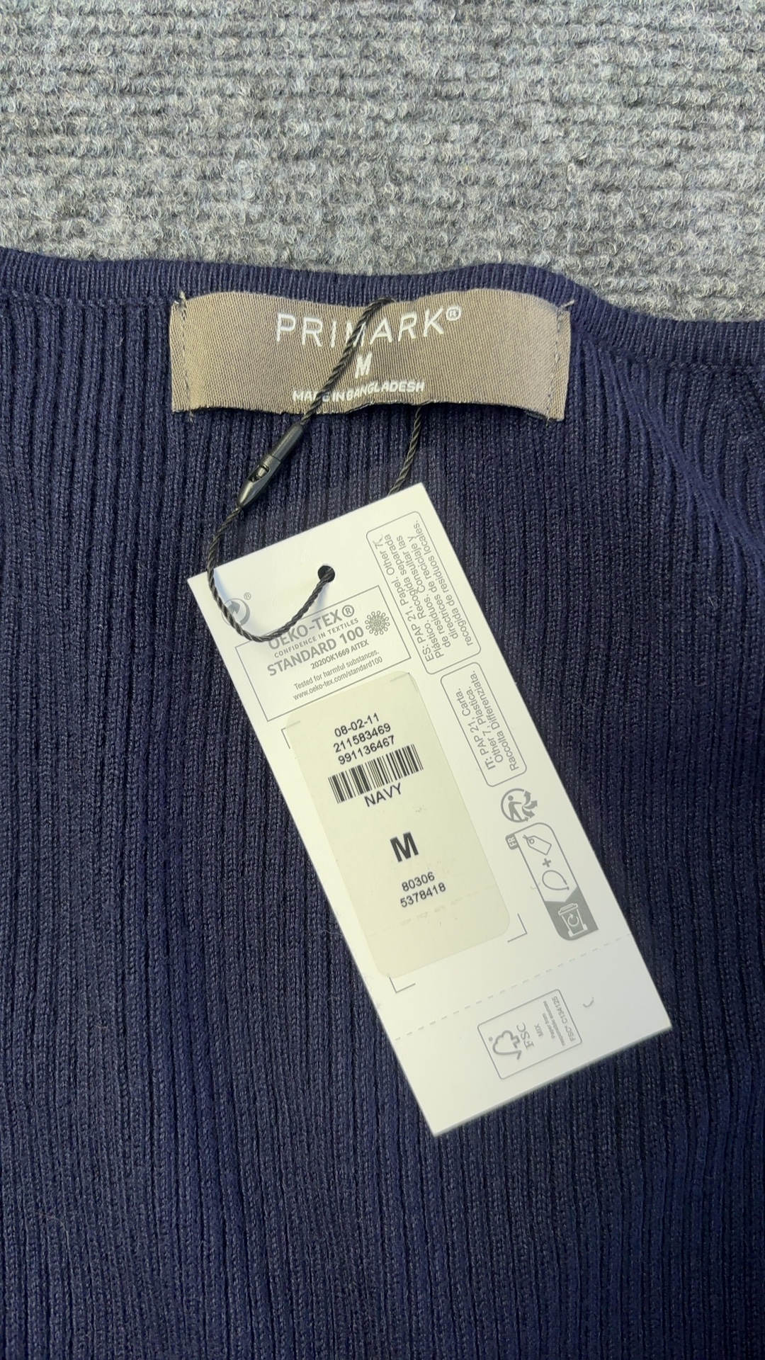 Primark Navy Ribbed V-Neck Sweater Medium brand new with tags image 7