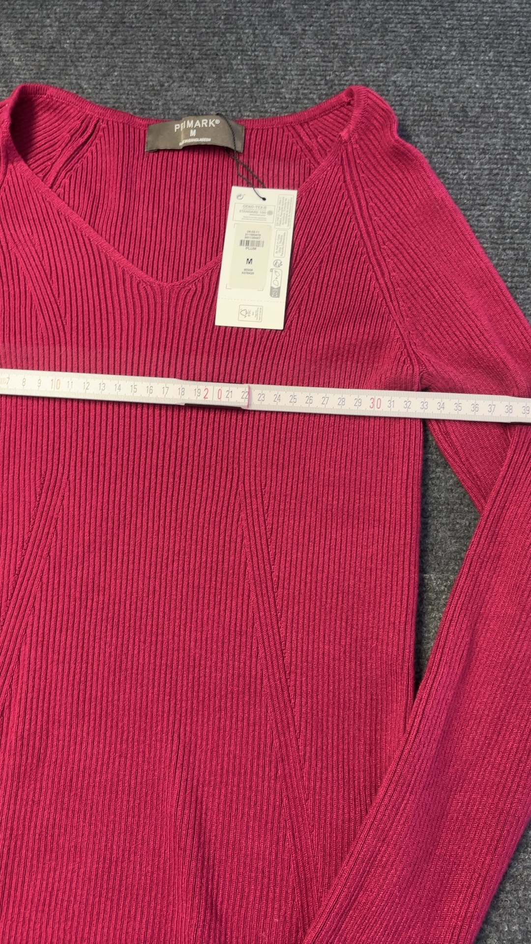 Primark Plum Ribbed V-Neck Jumper Medium Long Sleeve Brand New with tags image 3