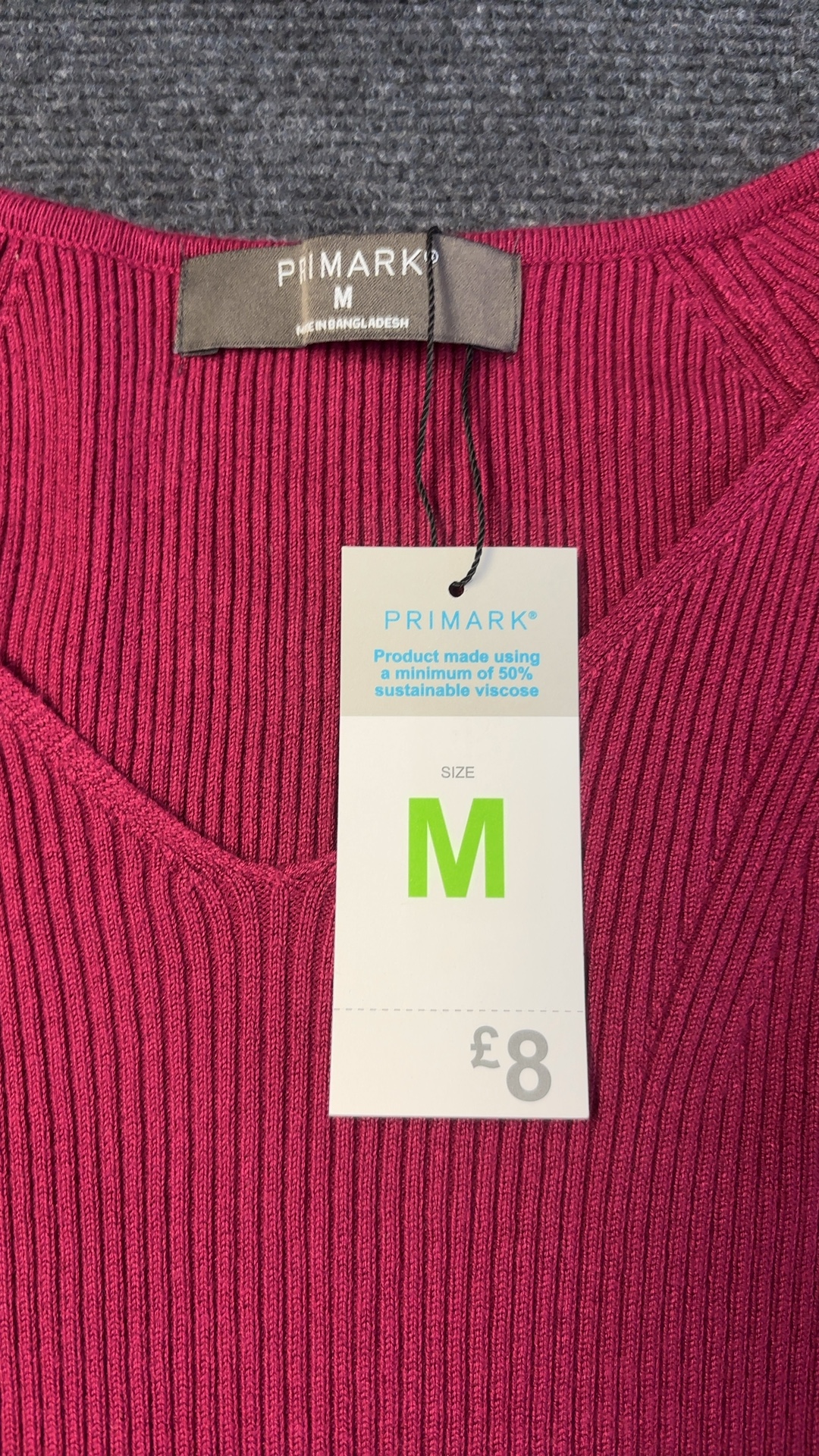 Primark Plum Ribbed V-Neck Jumper Medium Long Sleeve Brand New with tags image 6