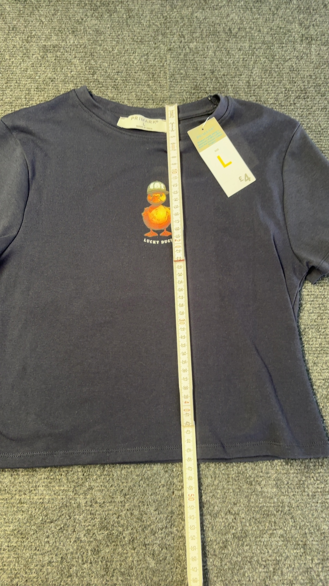 Primark Navy Lucky Duck Print T-Shirt Large Cotton brand new with tags image 2
