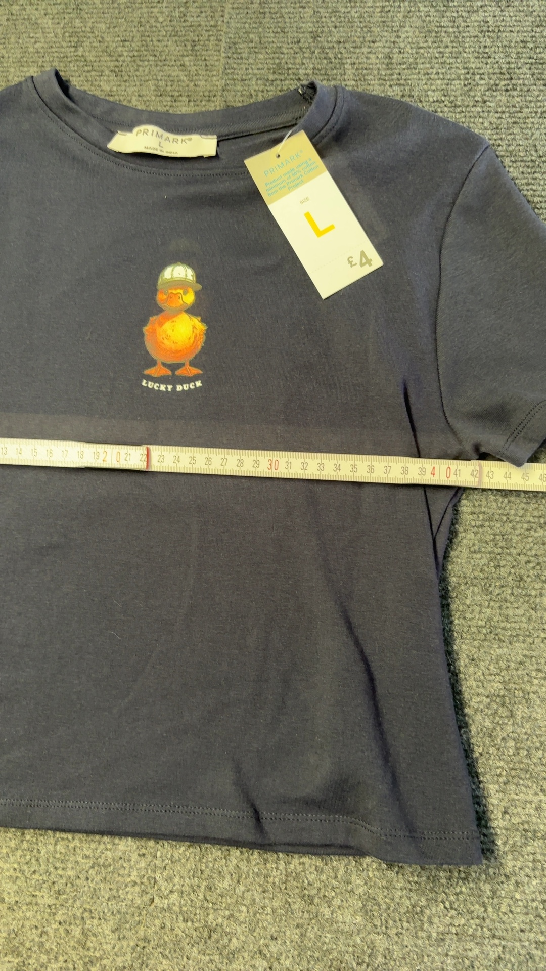 Primark Navy Lucky Duck Print T-Shirt Large Cotton brand new with tags image 3