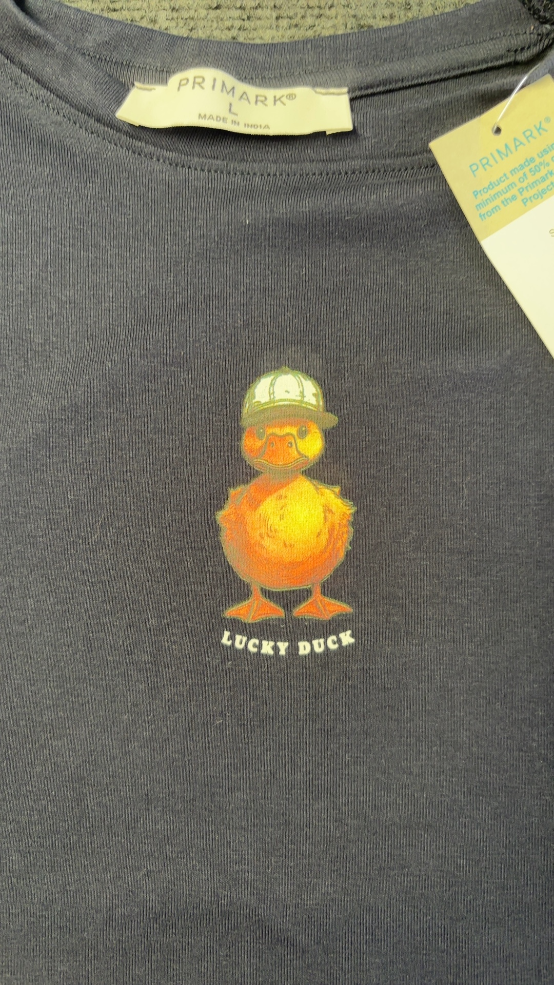 Primark Navy Lucky Duck Print T-Shirt Large Cotton brand new with tags image 6