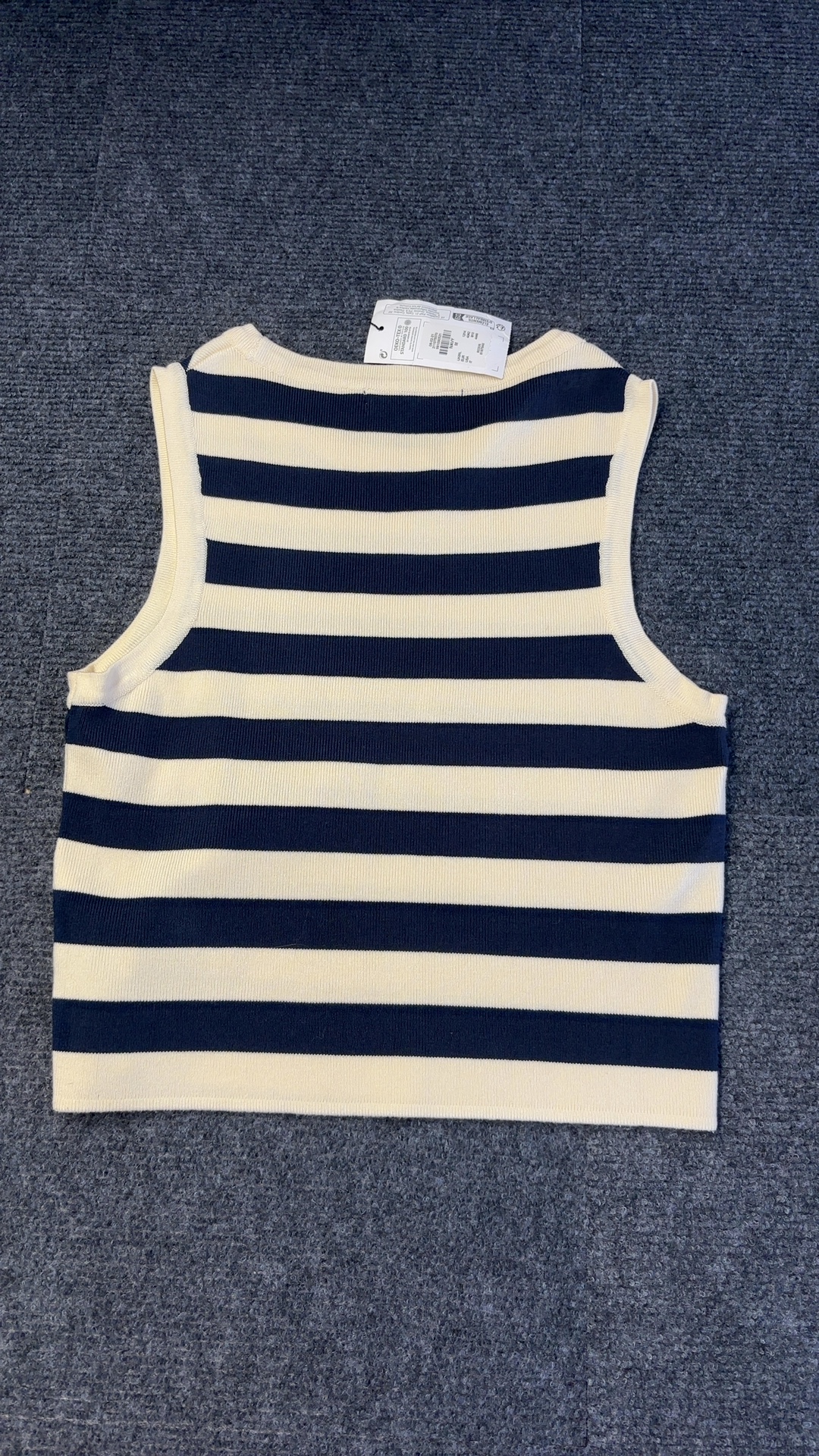 Primark Cream & Navy Stripe Sleeveless Knit Top Medium Brand New with tags image 2