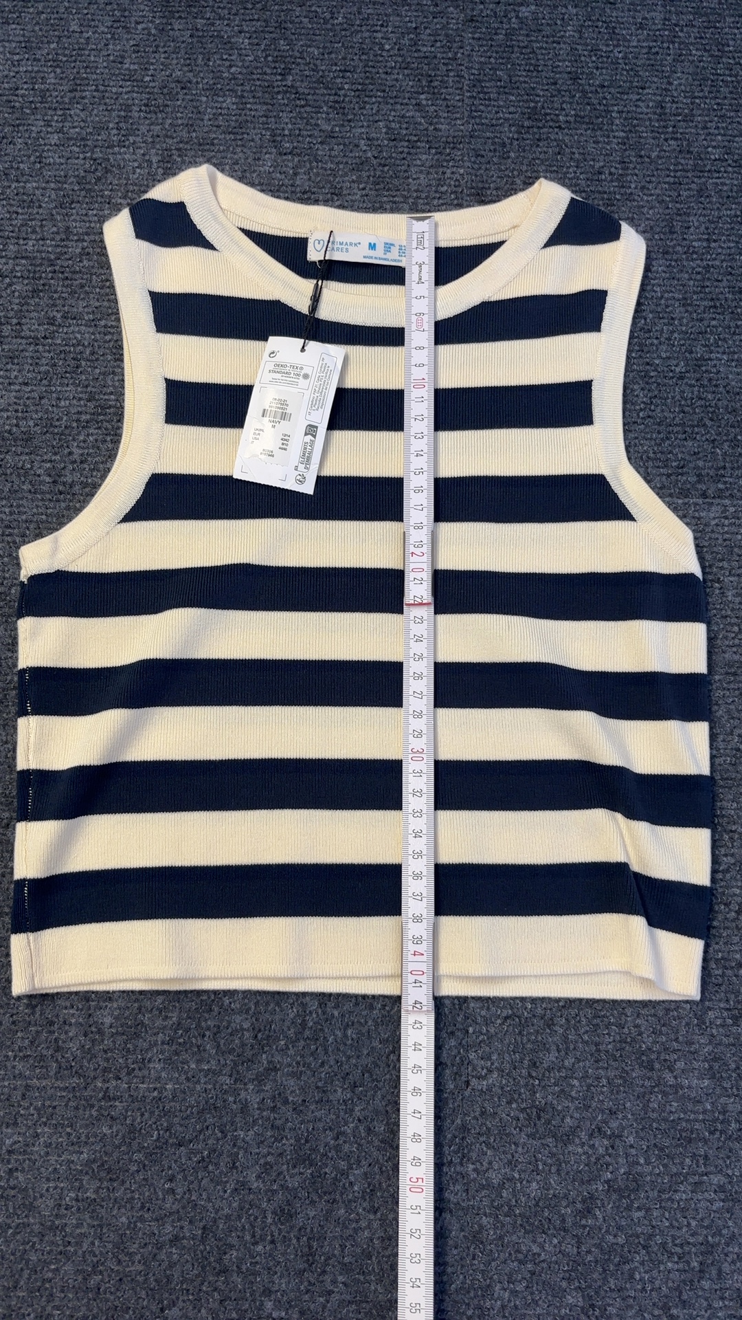 Primark Cream & Navy Stripe Sleeveless Knit Top Medium Brand New with tags image 3
