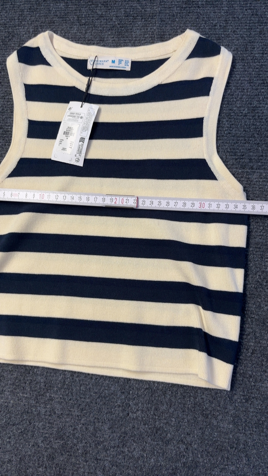 Primark Cream & Navy Stripe Sleeveless Knit Top Medium Brand New with tags image 4