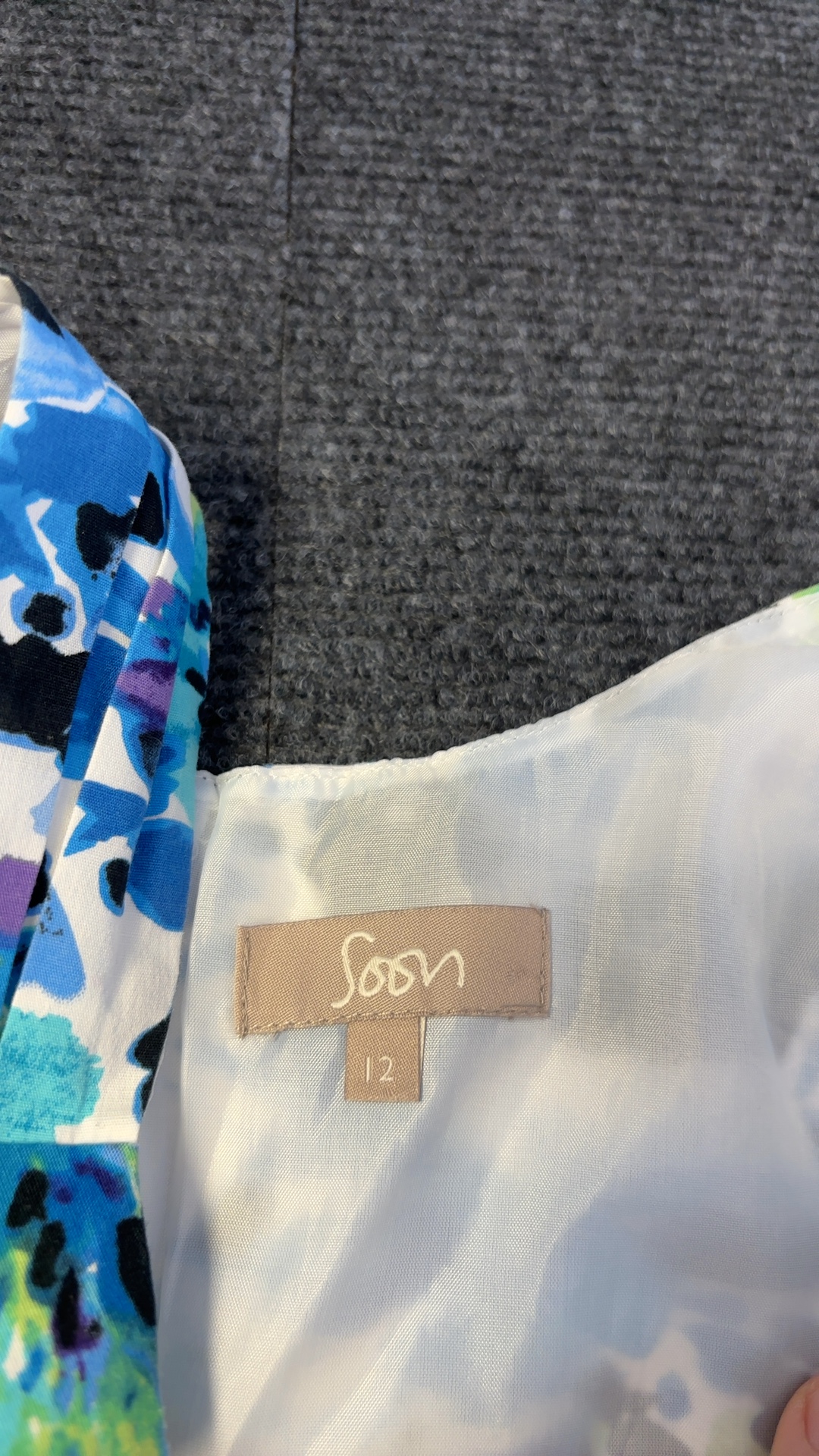 Soon Blue Green & Black Floral Cotton Dress UK 12 image 2