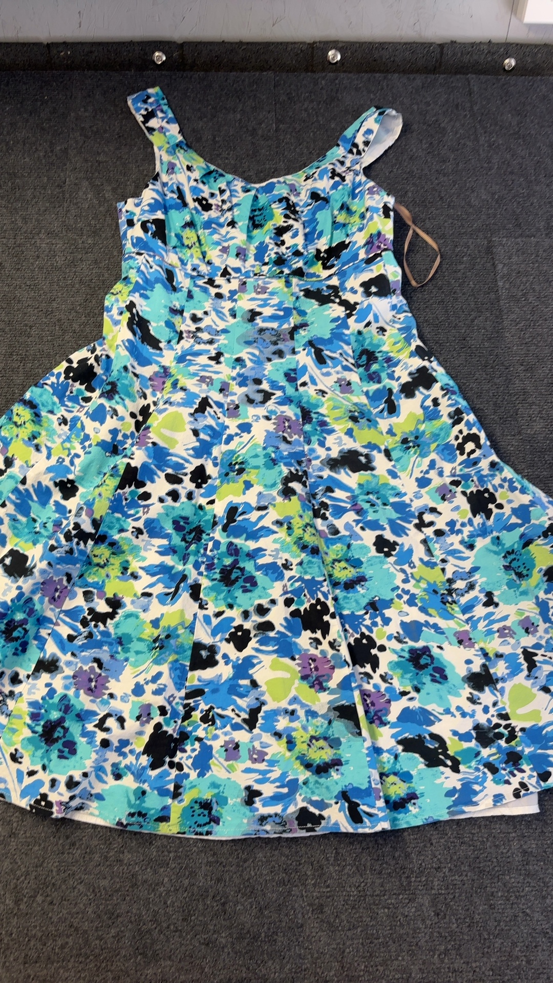Soon Blue Green & Black Floral Cotton Dress UK 12 image 6